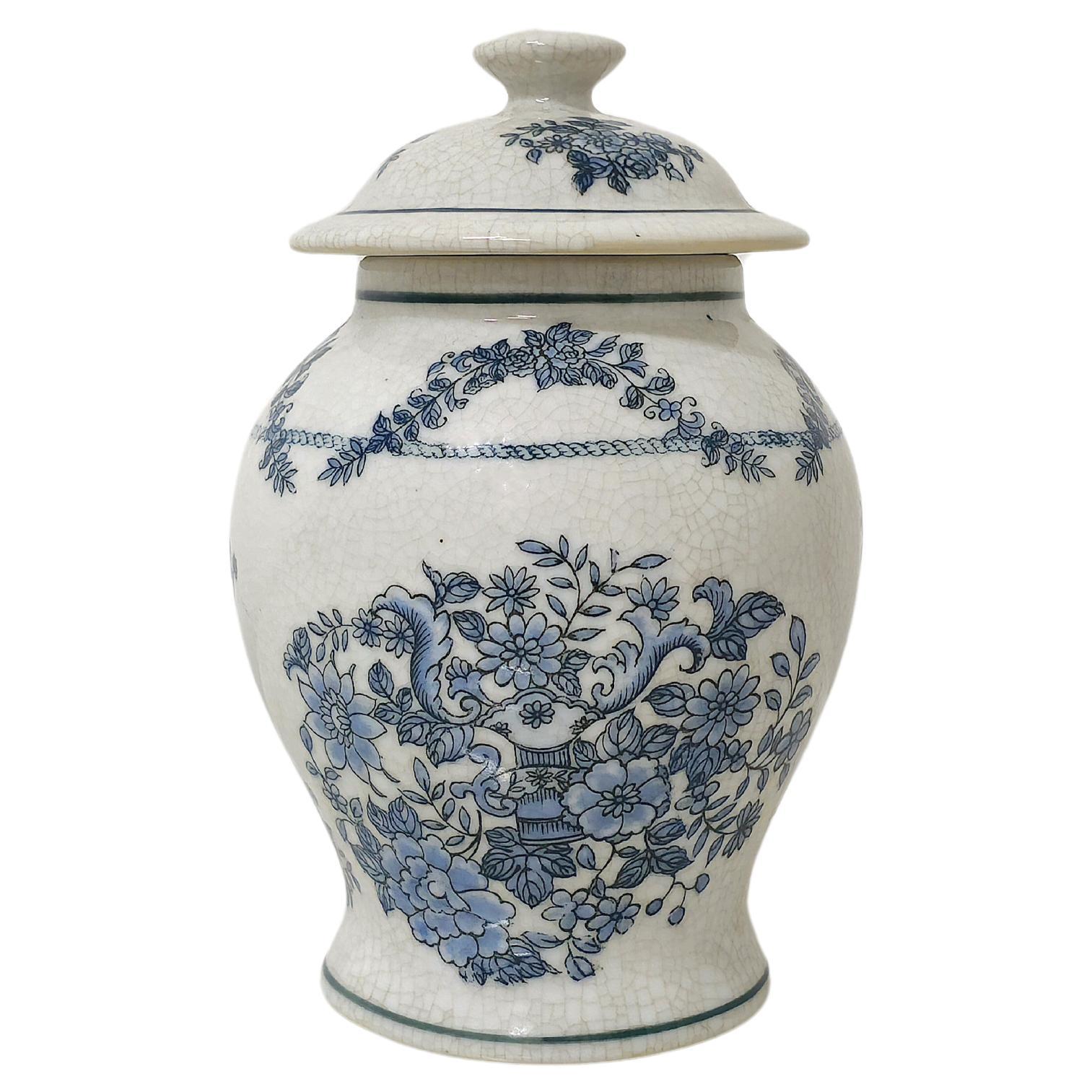 Decorative Object Vase Lid Porcelain Hand Painted Mid-Century Modern Italy 60s