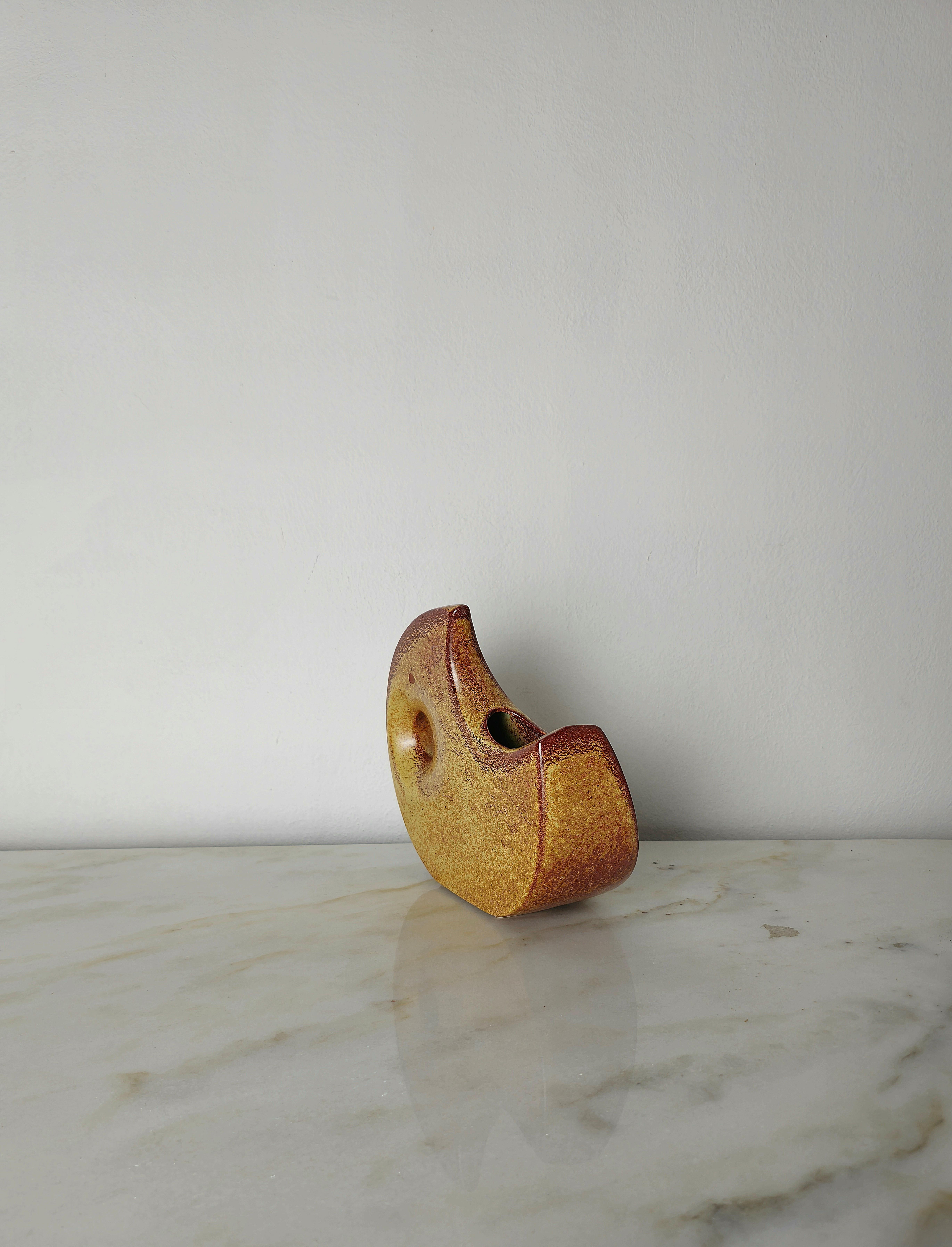 Mid-Century Modern Decorative Object Vase Sculpture Ceramic Bertoncello Midcentury Italy 1960s