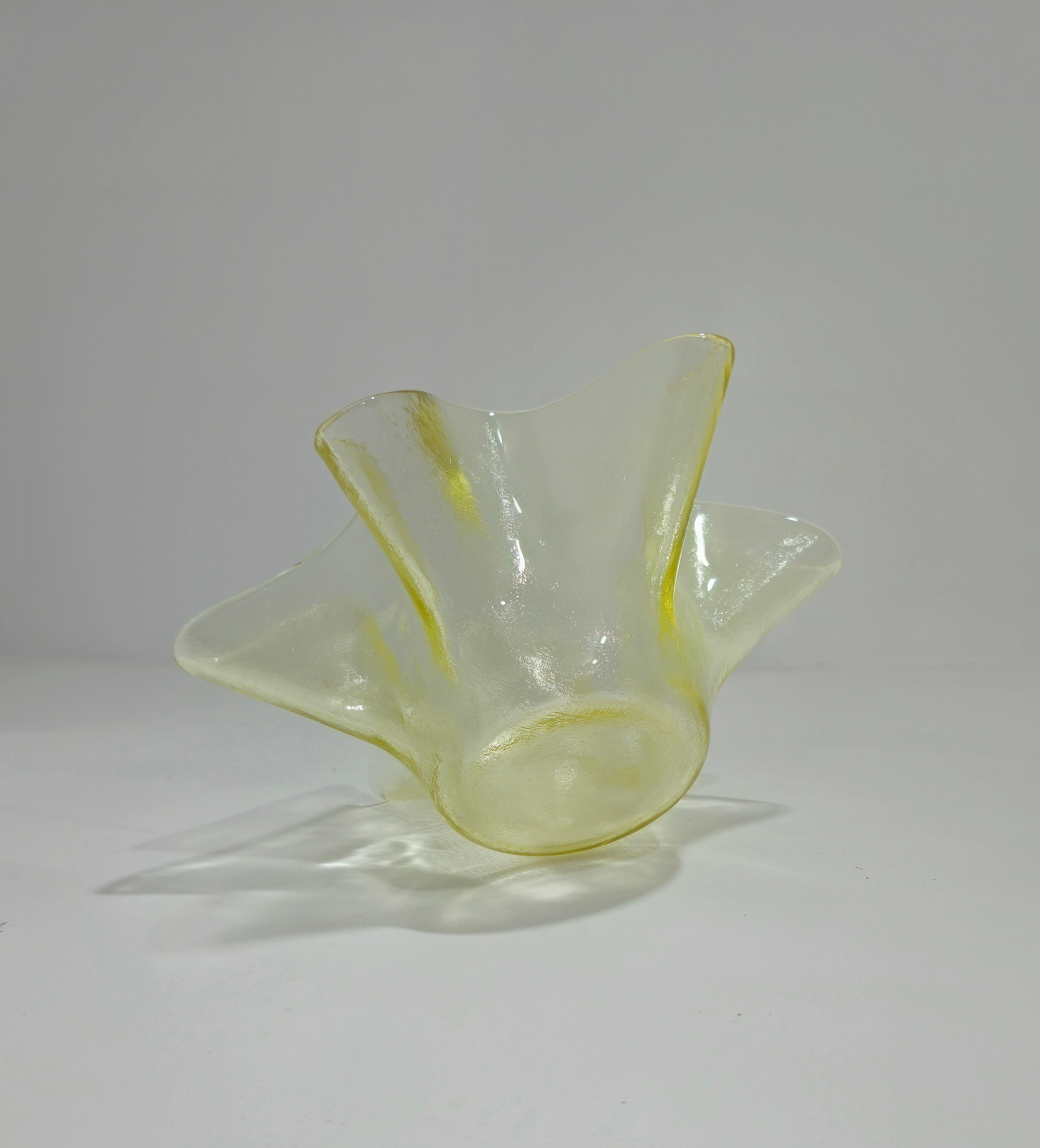 Dekoratives Objekt Vase Gelb  Glashandtasche IVV Mid-Century Italien 70/80er Jahre IVV Italien im Angebot 2