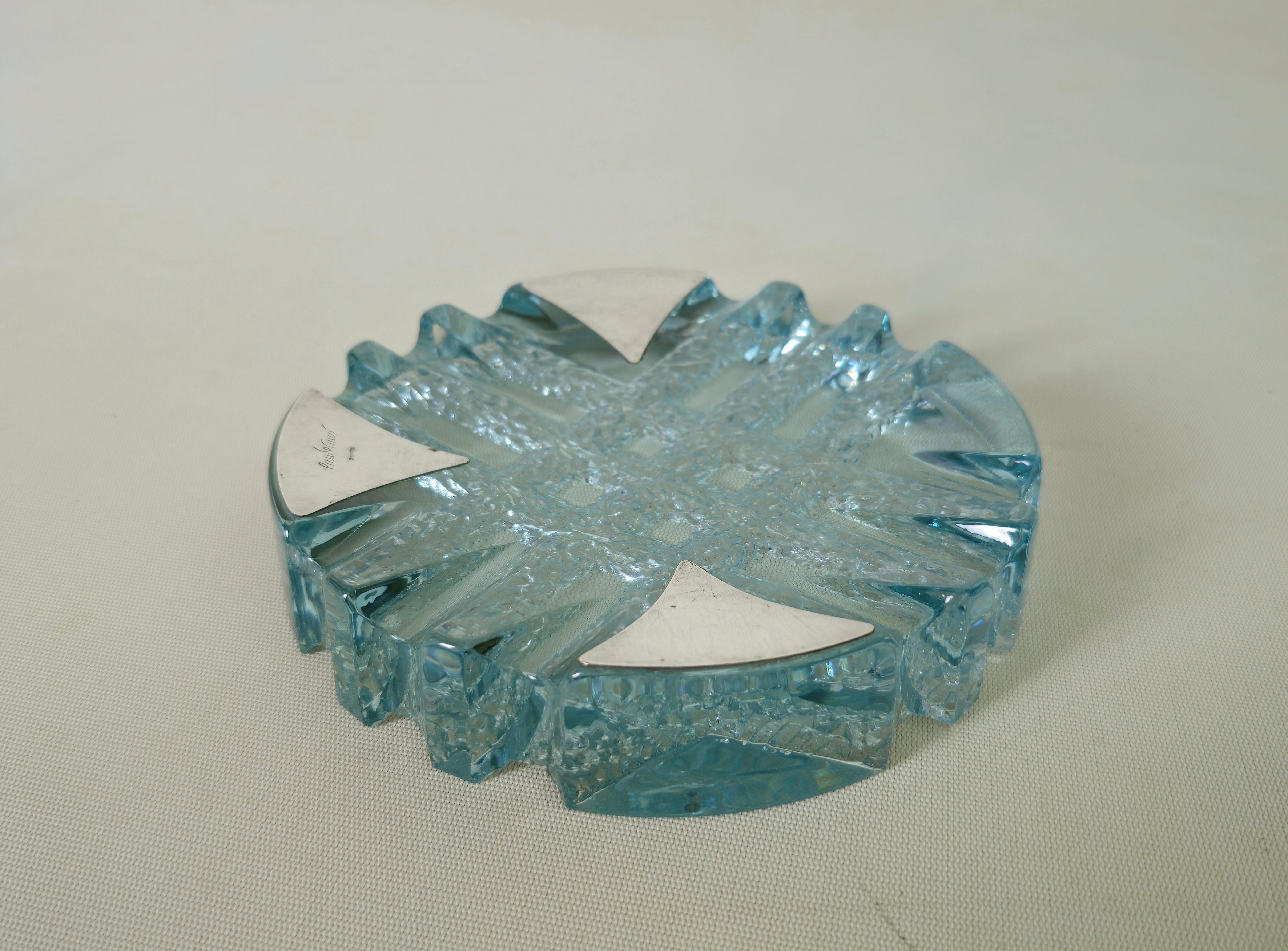 Objeto decorativo Vide-Poche Cenicero Cristal y plata 800 Midcentury Modern Años 60 en venta 4