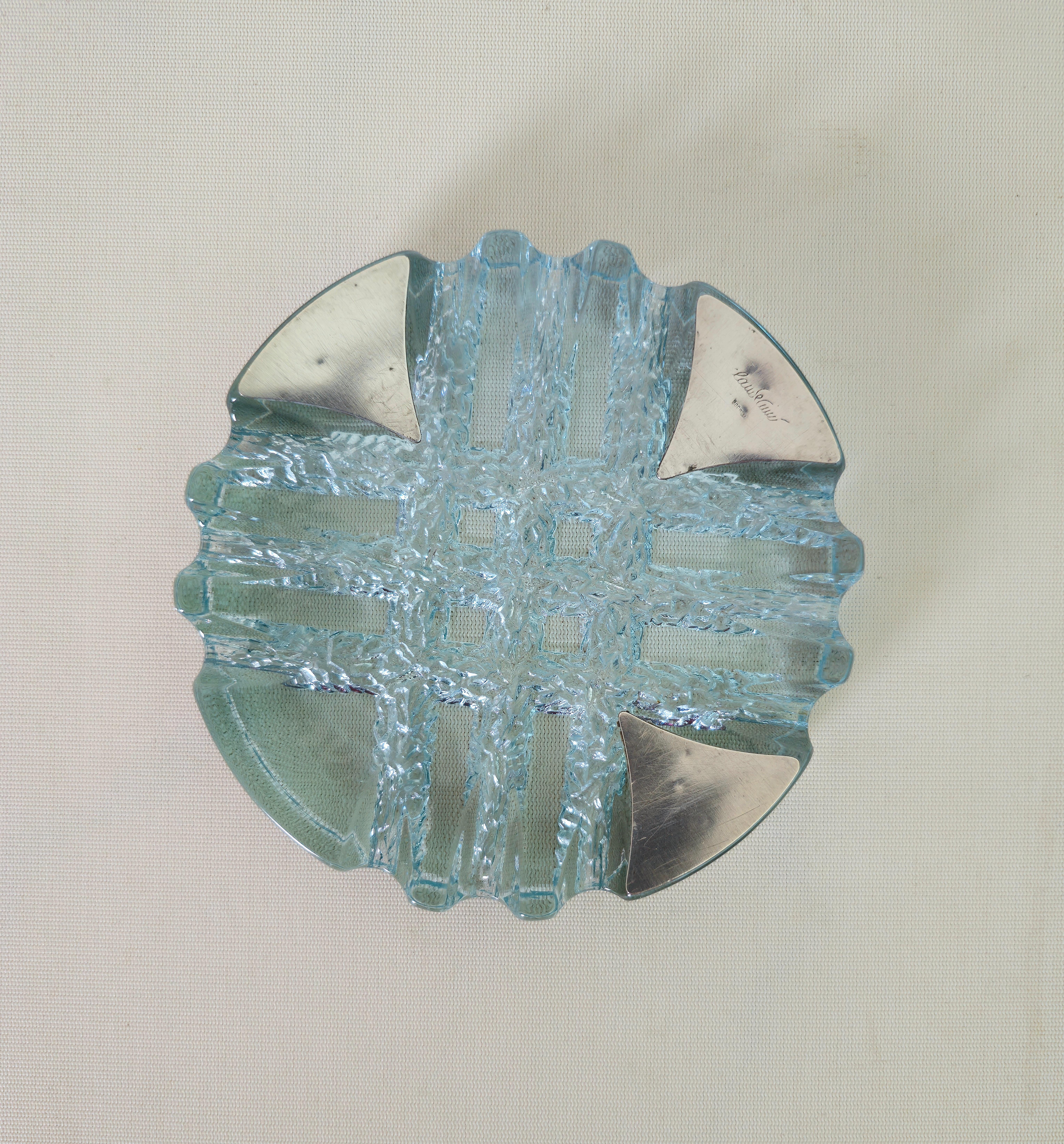 Objeto decorativo Vide-Poche Cenicero Cristal y plata 800 Midcentury Modern Años 60 en venta 2