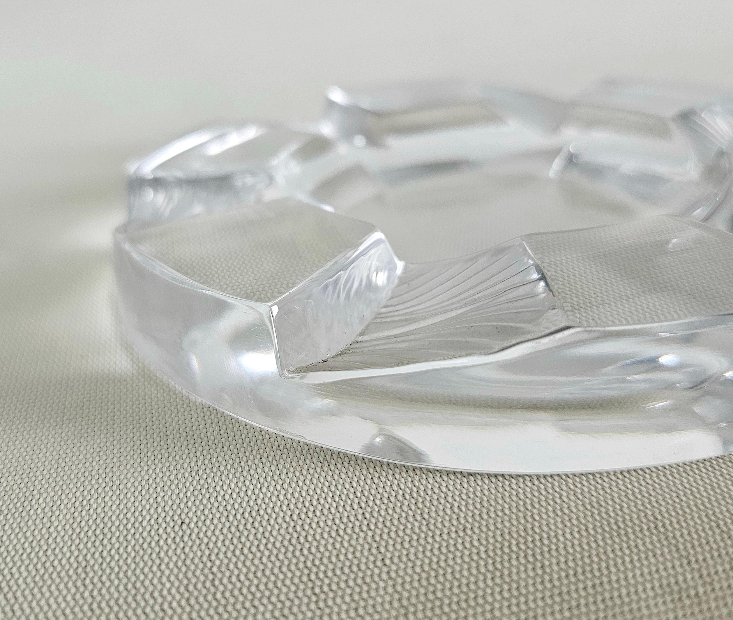 Mid-Century Modern Decorative Object Vide-Poche Crystal Glass Lalique Midcentury Modern France 1960 For Sale