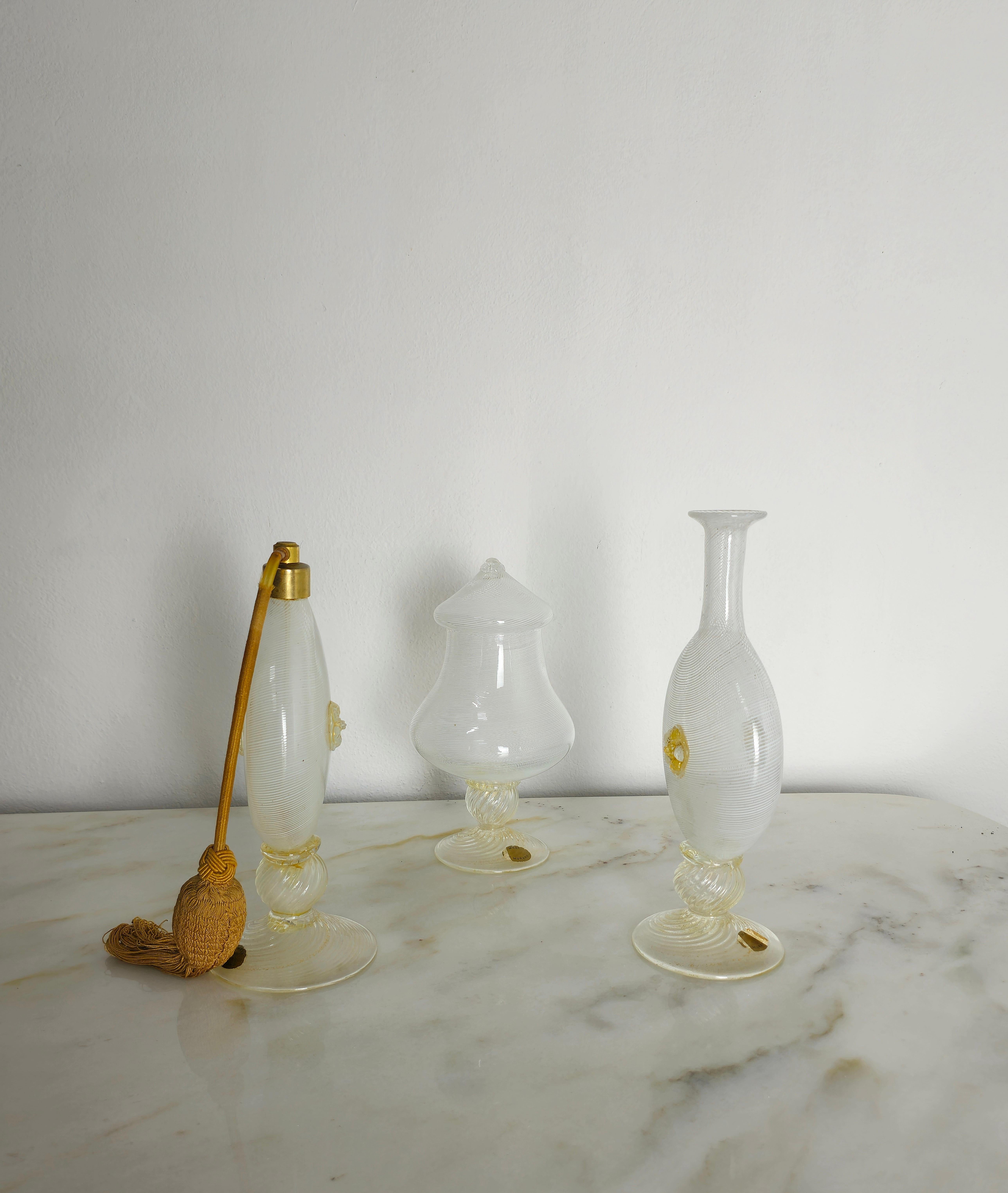 Dekorative Objekte Flaschen Toilettenartikel Set Murano Glas Barovier&Toso Midcentury 40 (Moderne der Mitte des Jahrhunderts) im Angebot