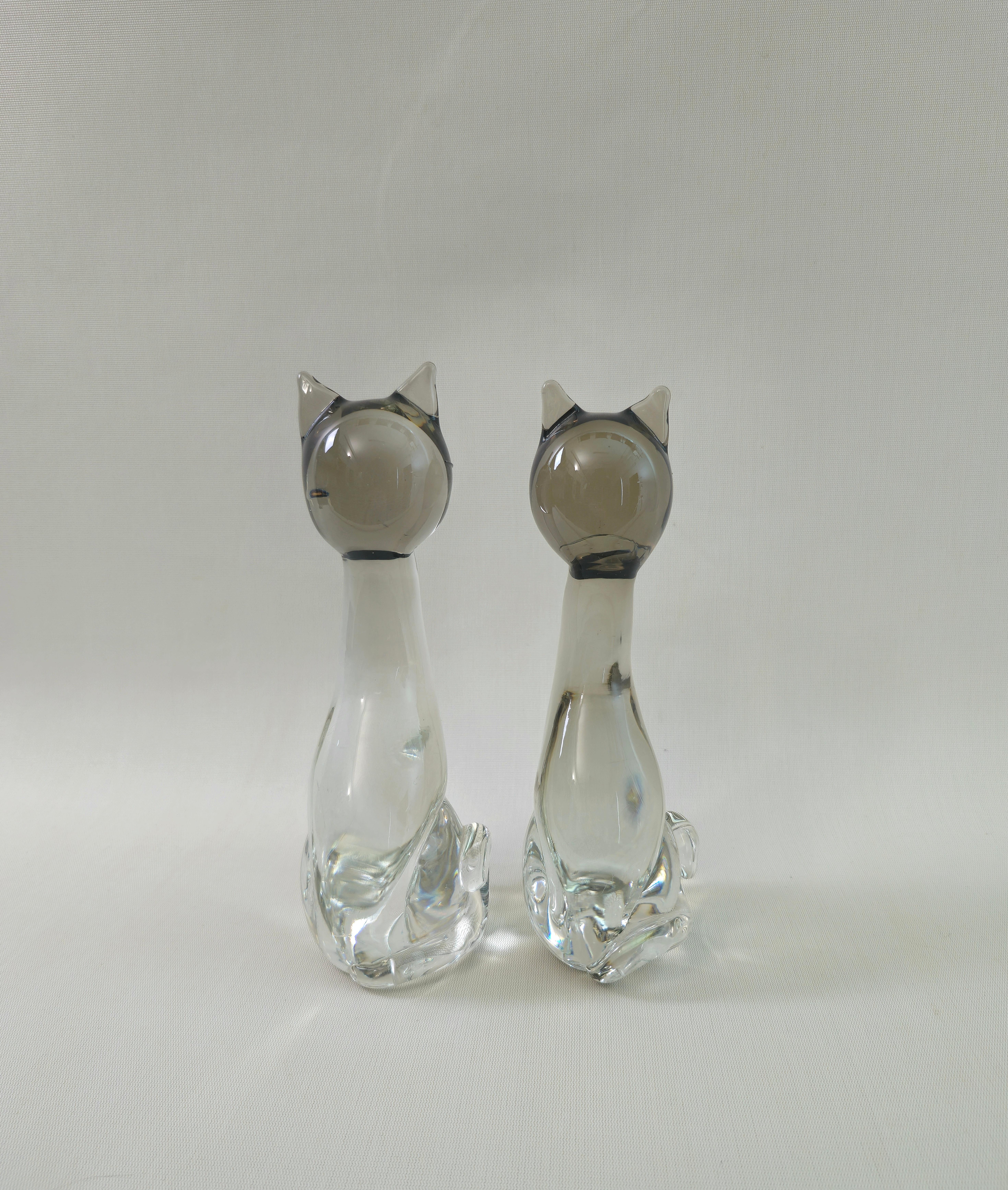 Objets décoratifs Zanetti Sculpures Cats Murano Glass Midcentury 70s Set of 2 en vente 3