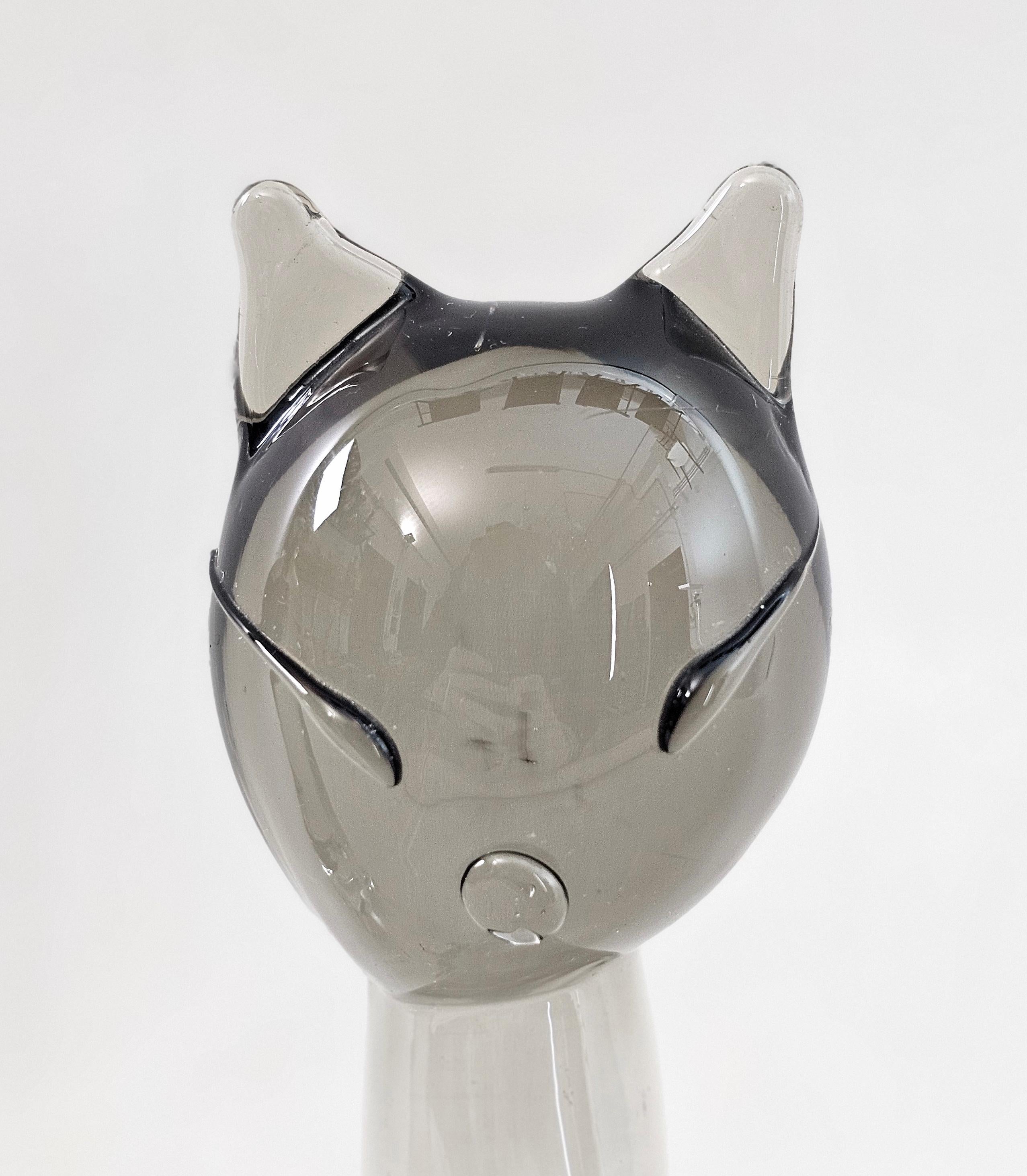 italien Objets décoratifs Zanetti Sculpures Cats Murano Glass Midcentury 70s Set of 2 en vente
