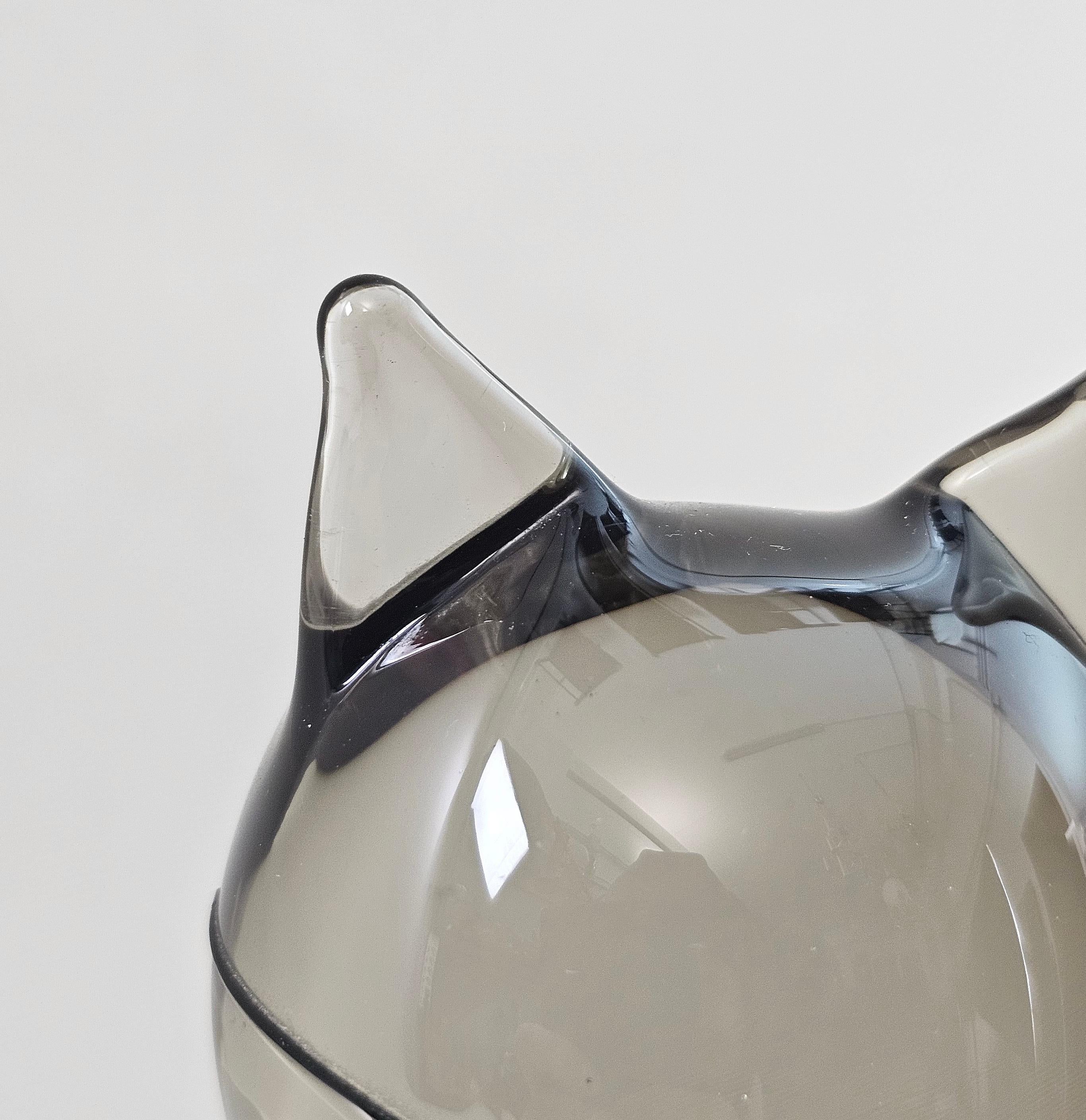 20ième siècle Objets décoratifs Zanetti Sculpures Cats Murano Glass Midcentury 70s Set of 2 en vente