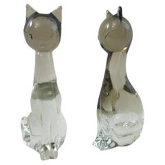 Decorative Objects Sculpures Cats Murano Glass Zanetti Midcentury 70s Set of 2
