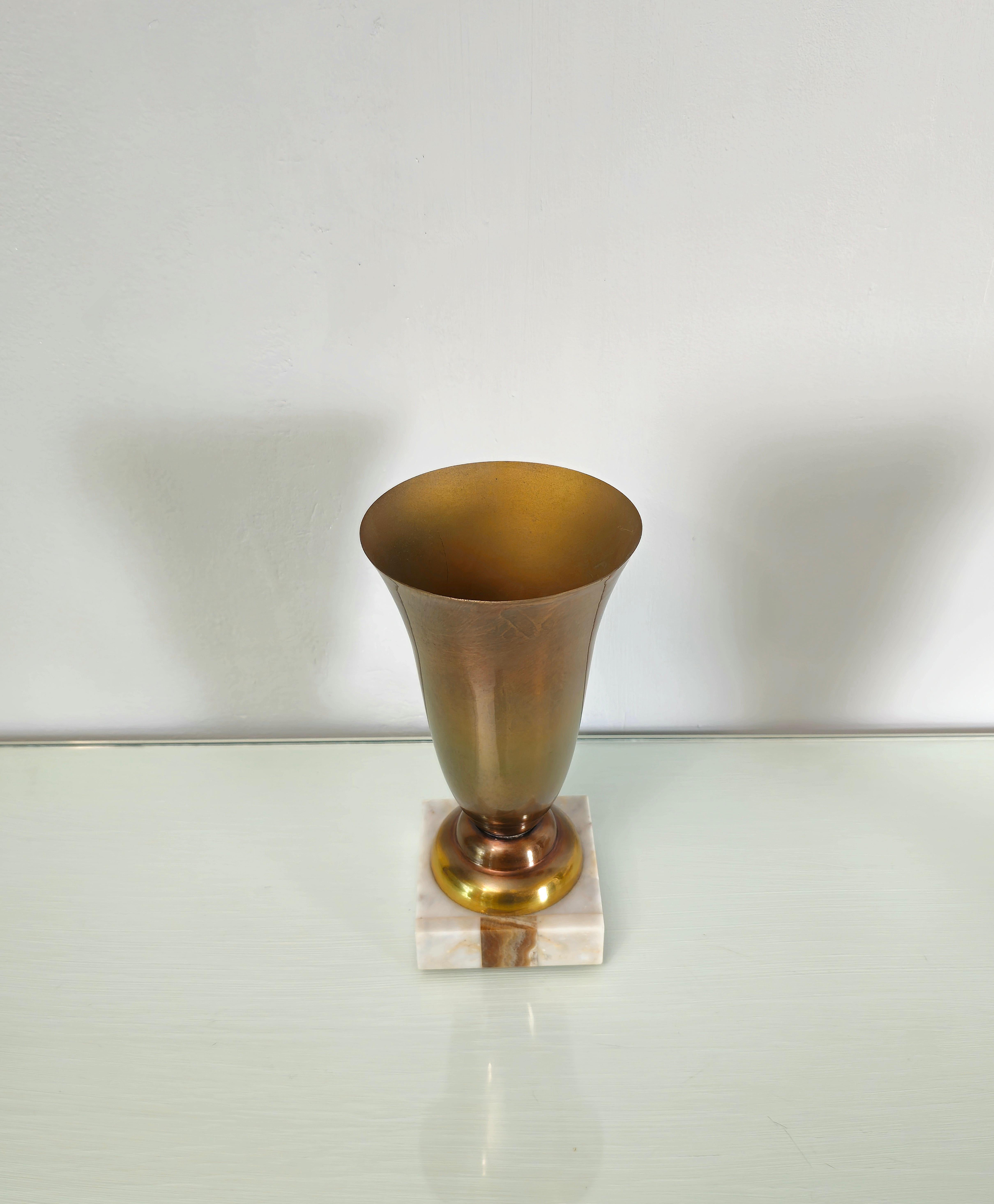 20th Century Decorative Objects Vases Aluminum Marble Midcentury Modern Italy 1960s Set of 2