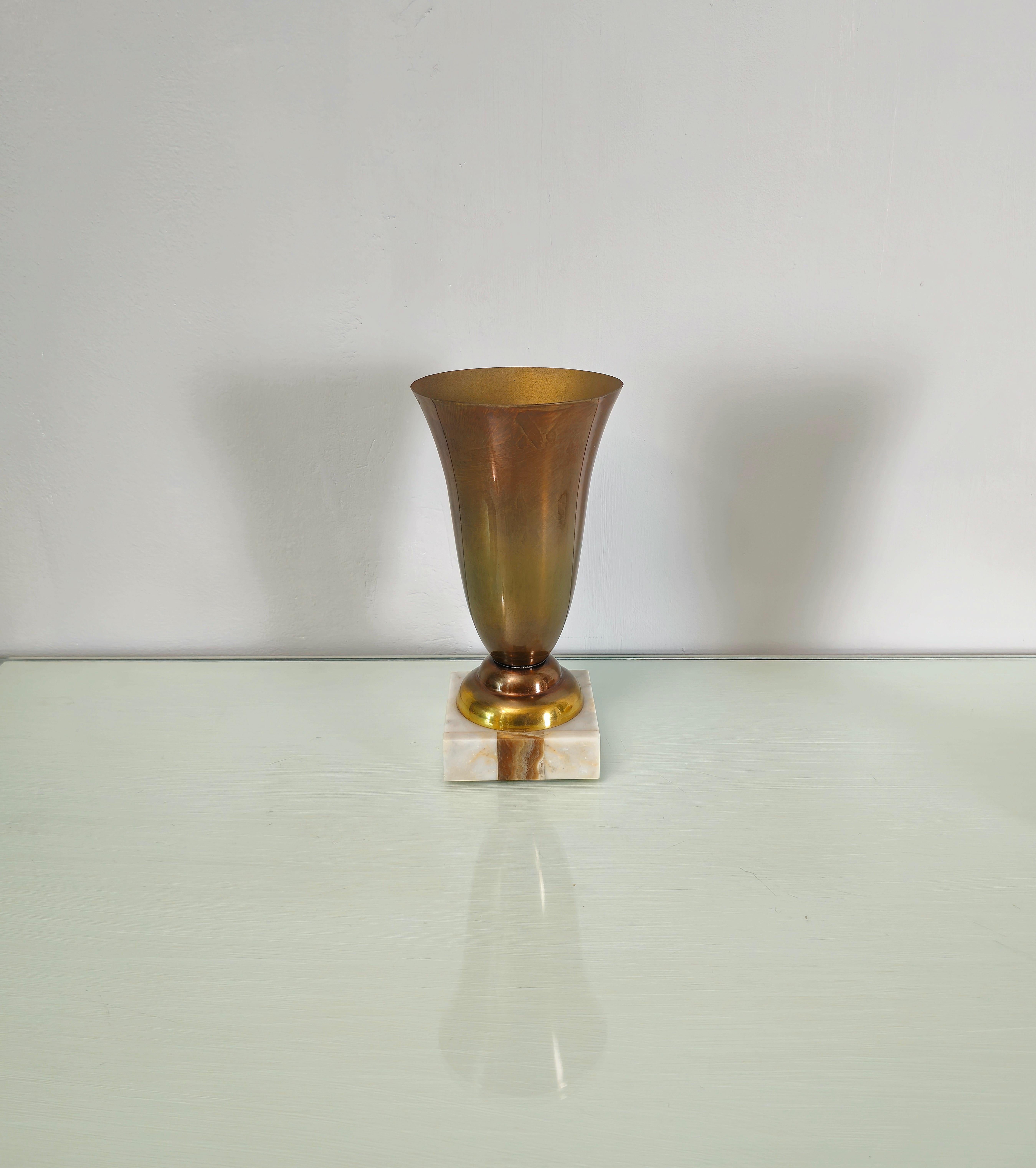 Decorative Objects Vases Aluminum Marble Midcentury Modern Italy 1960s Set of 2 1