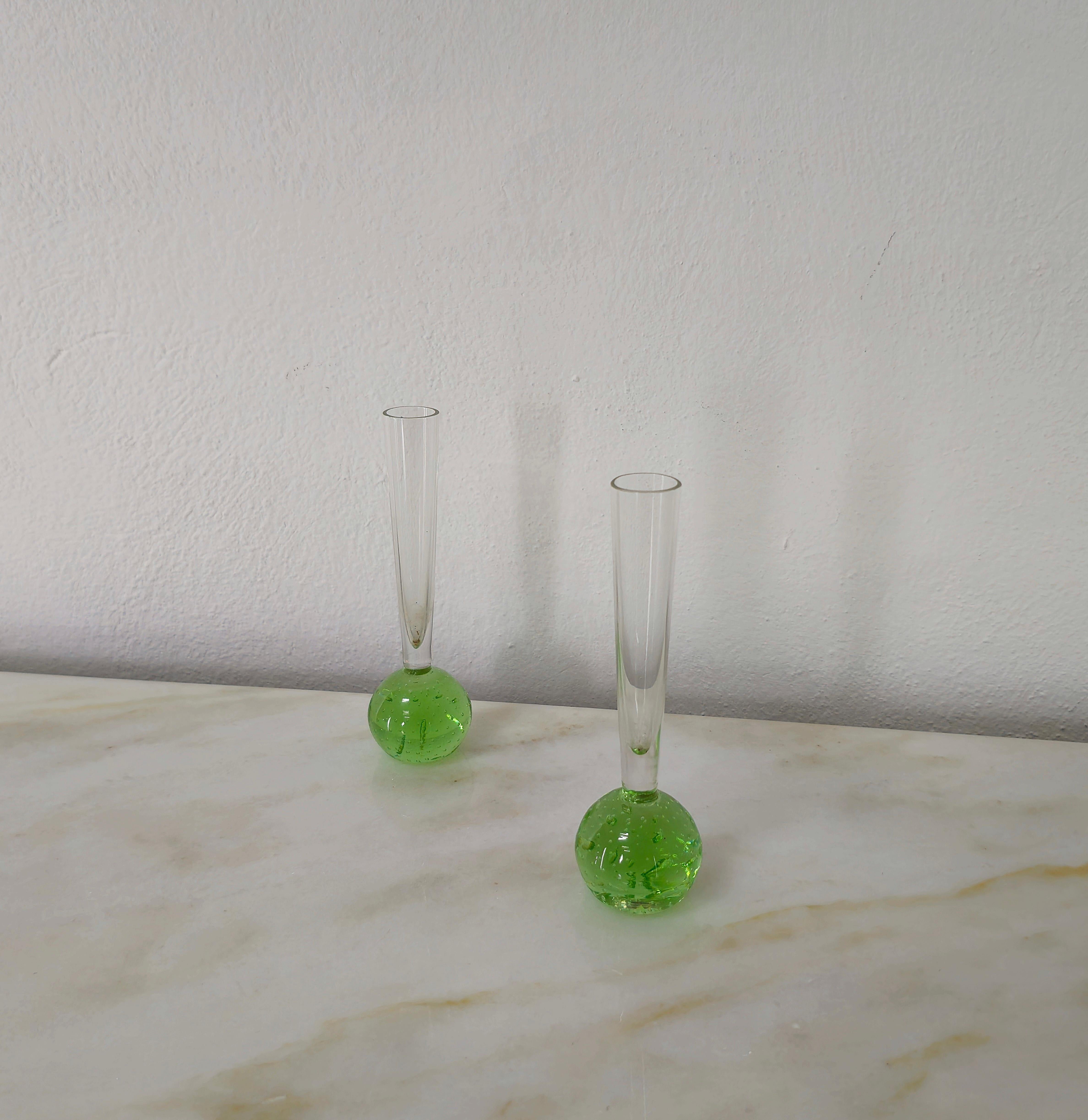 20th Century Decorative Objects Vases Murano Glass Midcentury Italian Design 1970s Set of 2 For Sale
