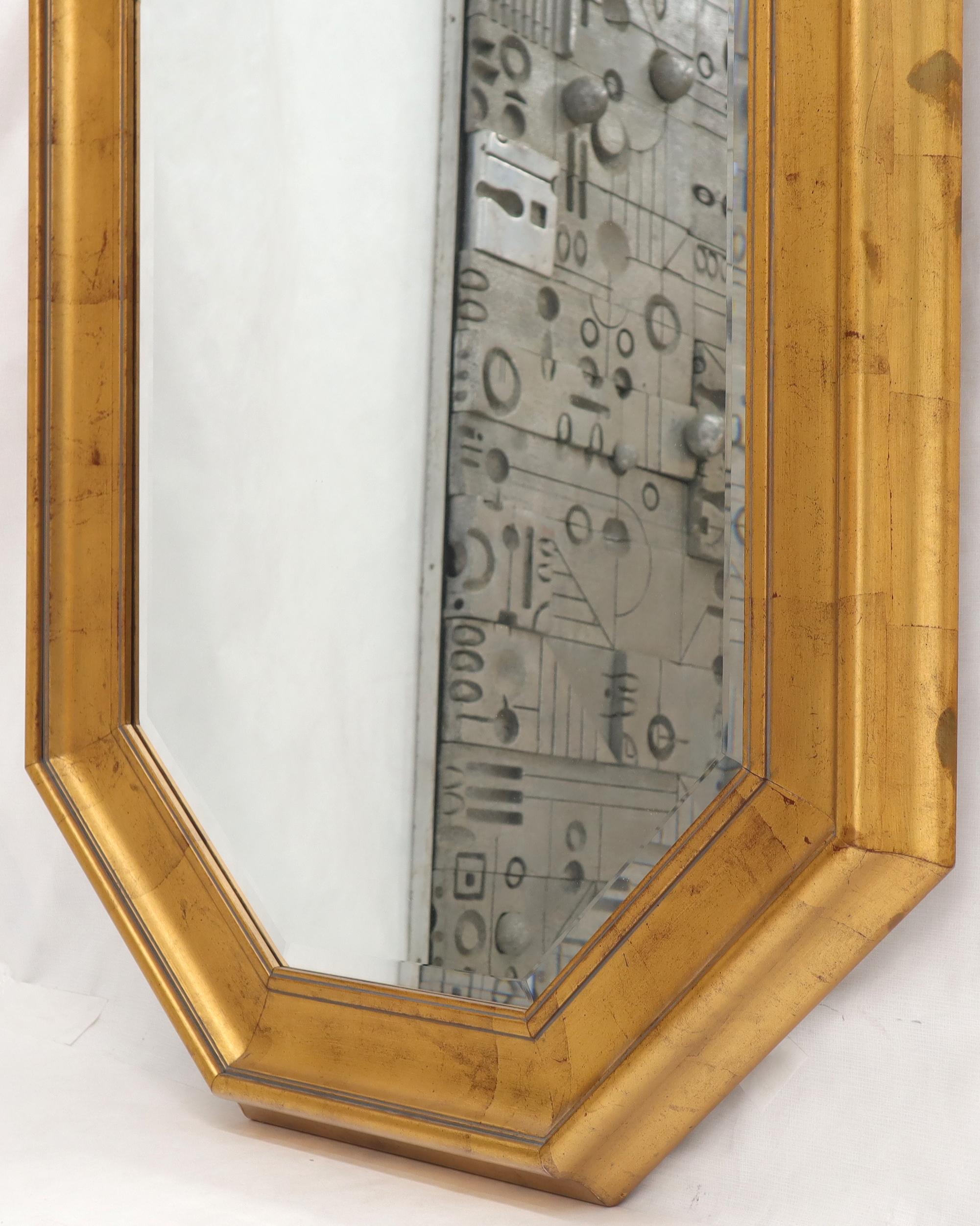 Mid-Century Modern Decorative Octagon Gilt Frame Beveled Wall Mirror For Sale