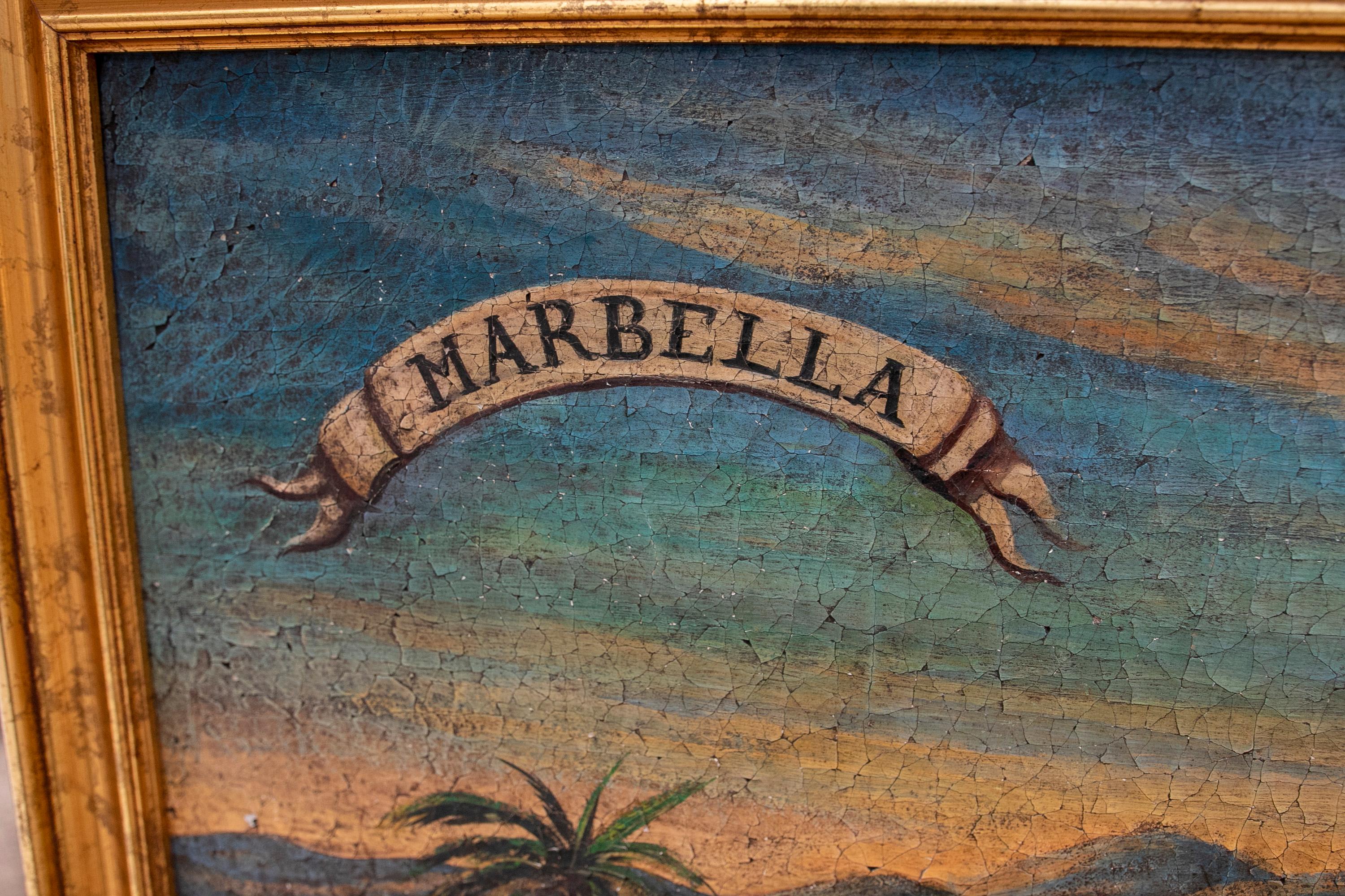Decorative Oil on Canvas Painting of the City of Marbella  For Sale 8