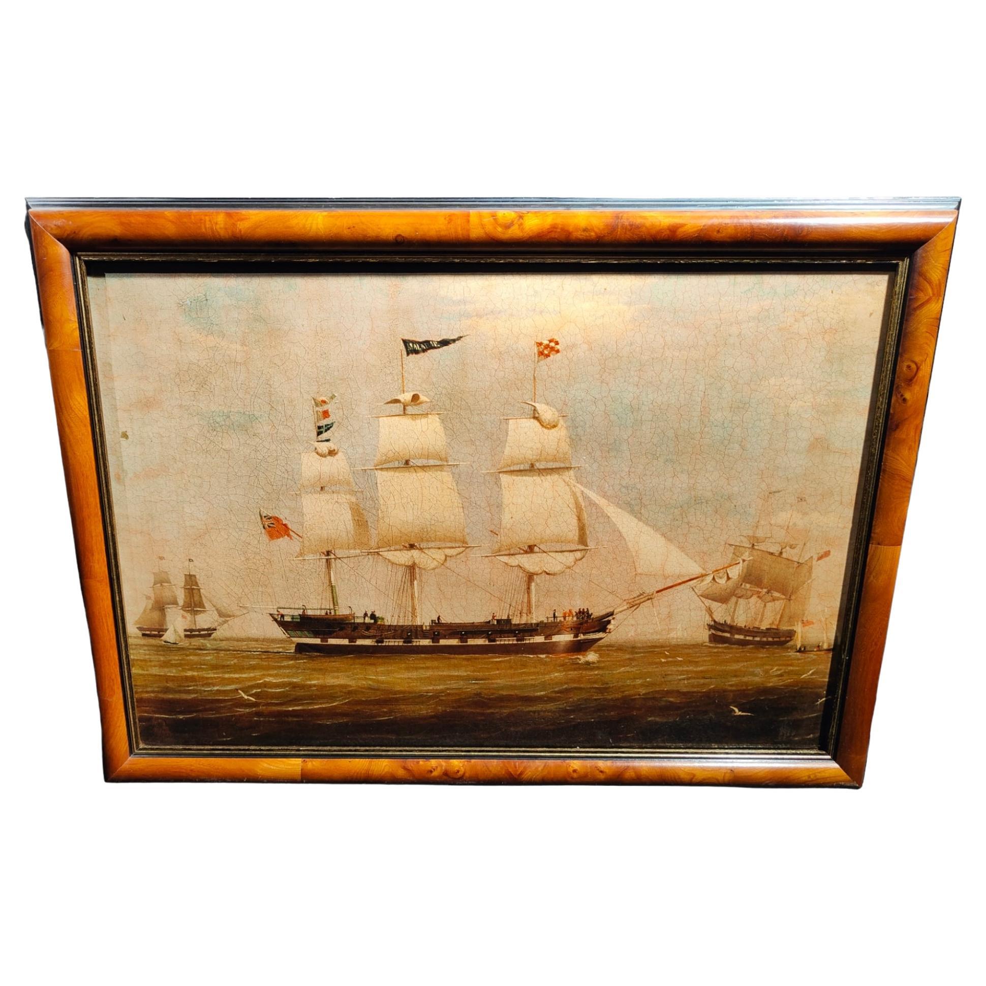 Decorative Oil with Boat 20th Century