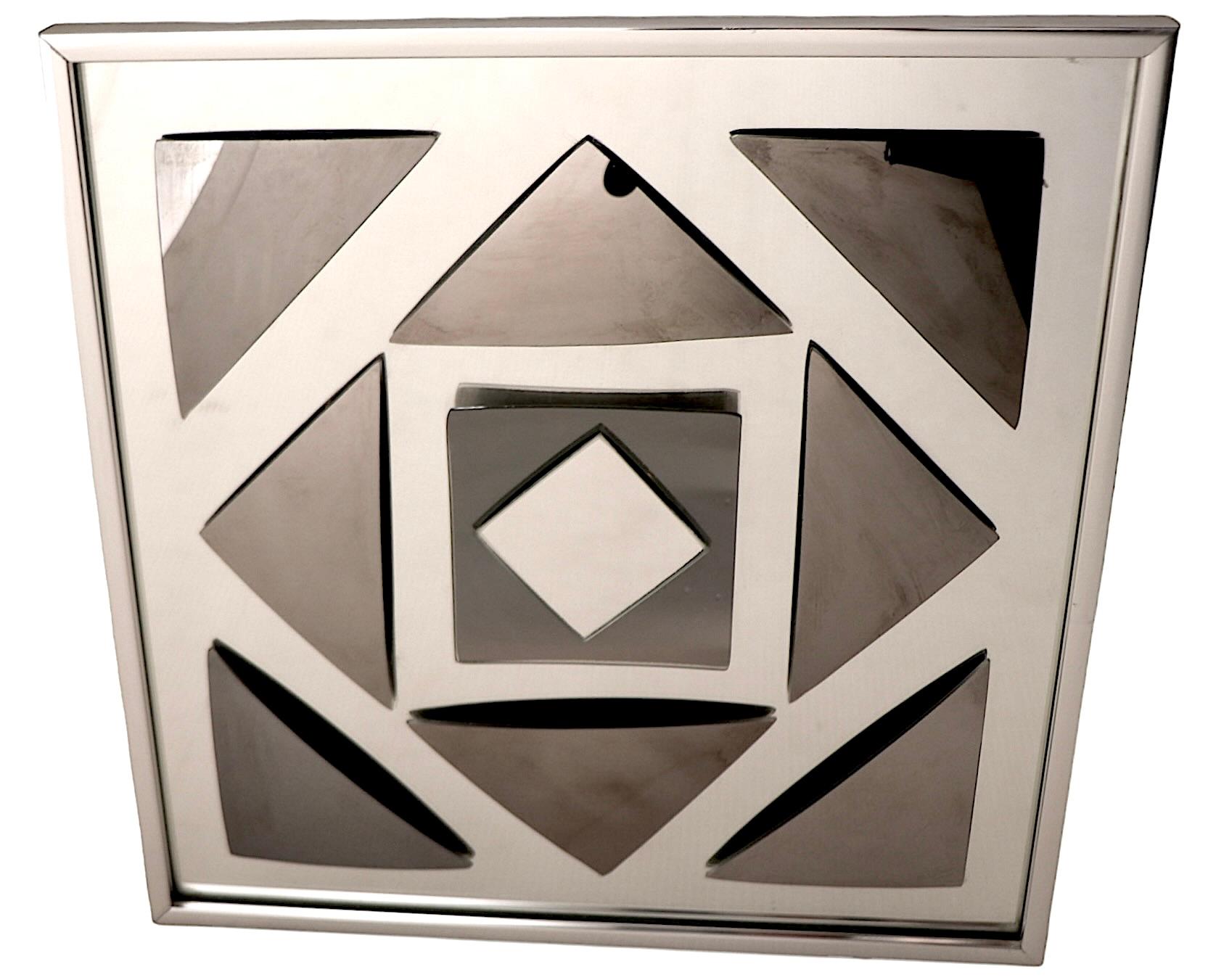 Decorative Op Art Post Modern Wall Mirror by Hal Bienenfeld c 1970's For Sale 5