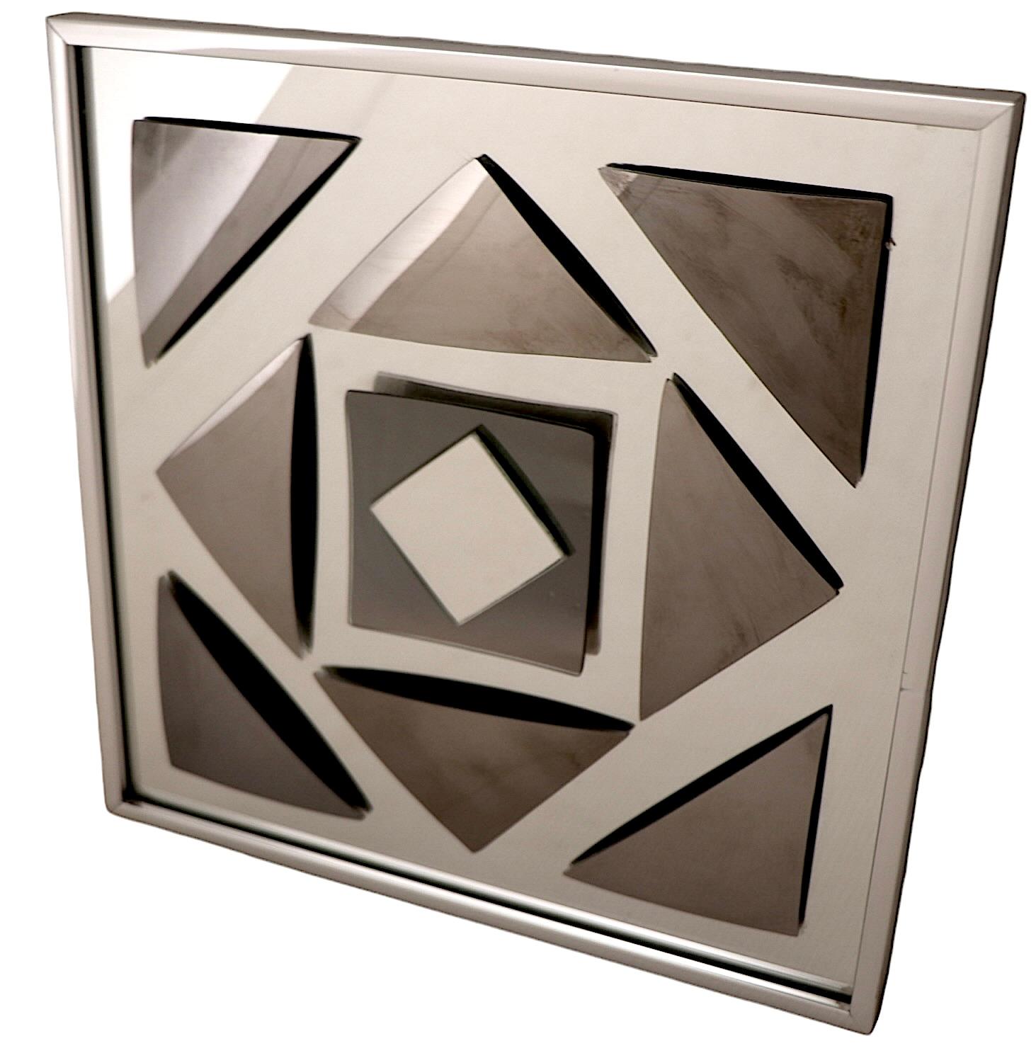Decorative Op Art Post Modern Wall Mirror by Hal Bienenfeld c 1970's For Sale 6