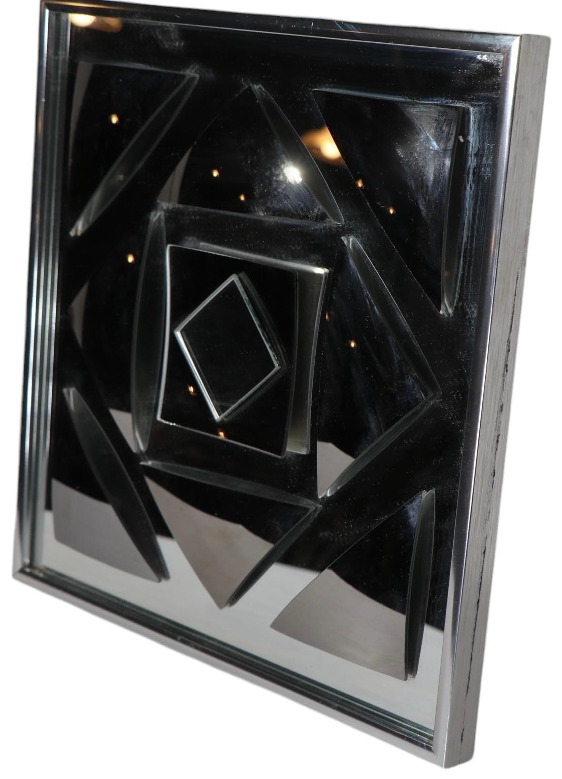 Decorative Op Art Post Modern Wall Mirror by Hal Bienenfeld c 1970's For Sale 8