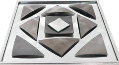 Decorative Op Art Post Modern Wall Mirror by Hal Bienenfeld c 1970's