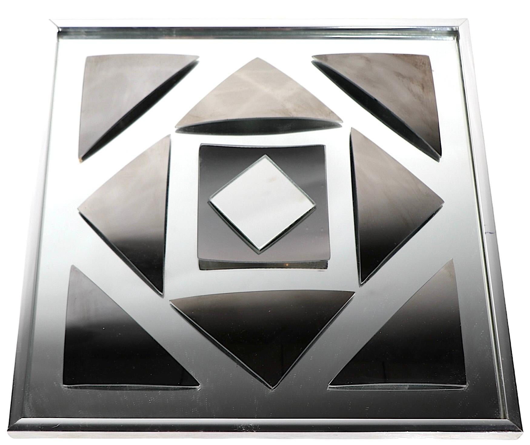 American Decorative Op Art Post Modern Wall Mirror by Hal Bienenfeld c 1970's For Sale