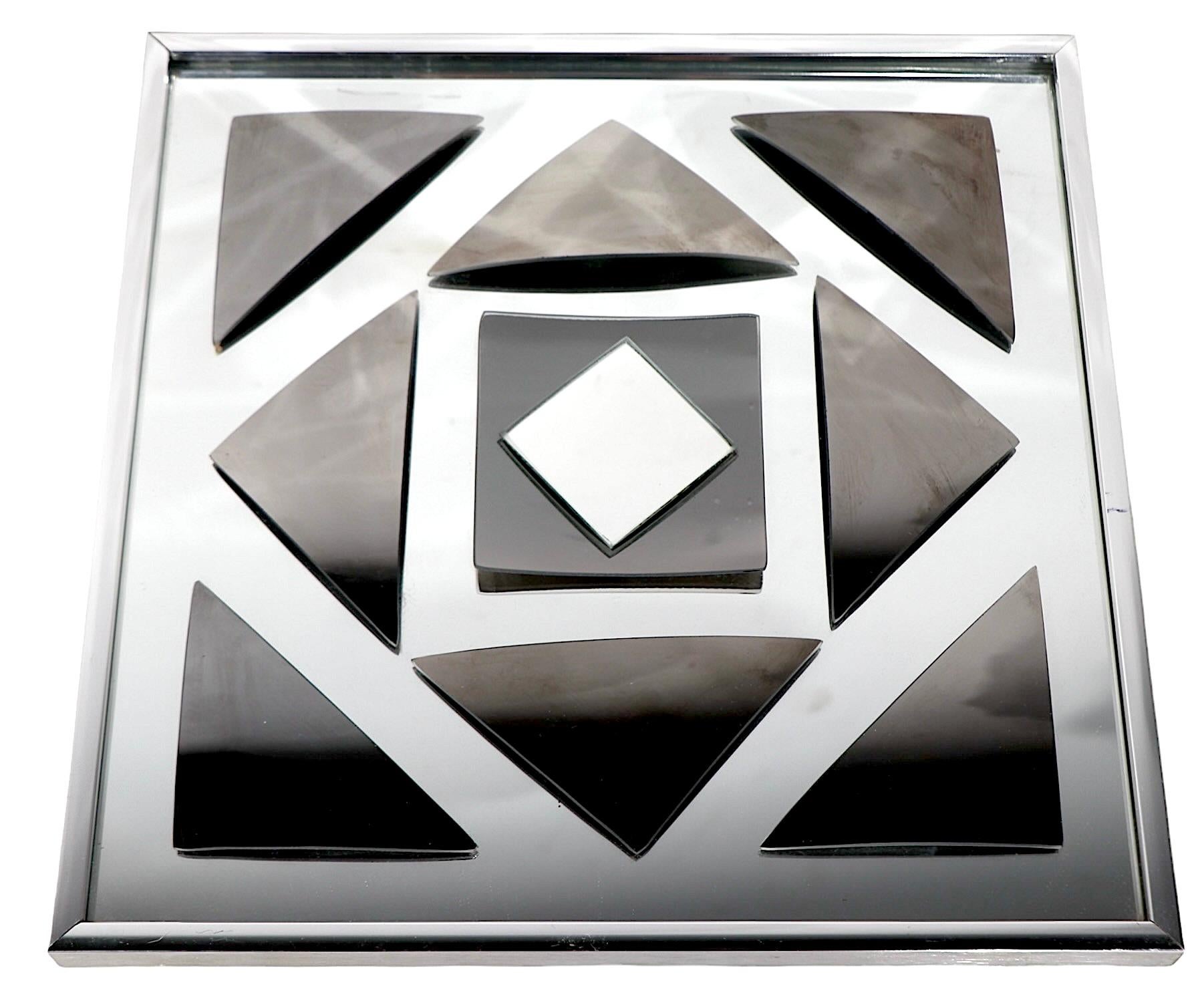 20th Century Decorative Op Art Post Modern Wall Mirror by Hal Bienenfeld c 1970's For Sale
