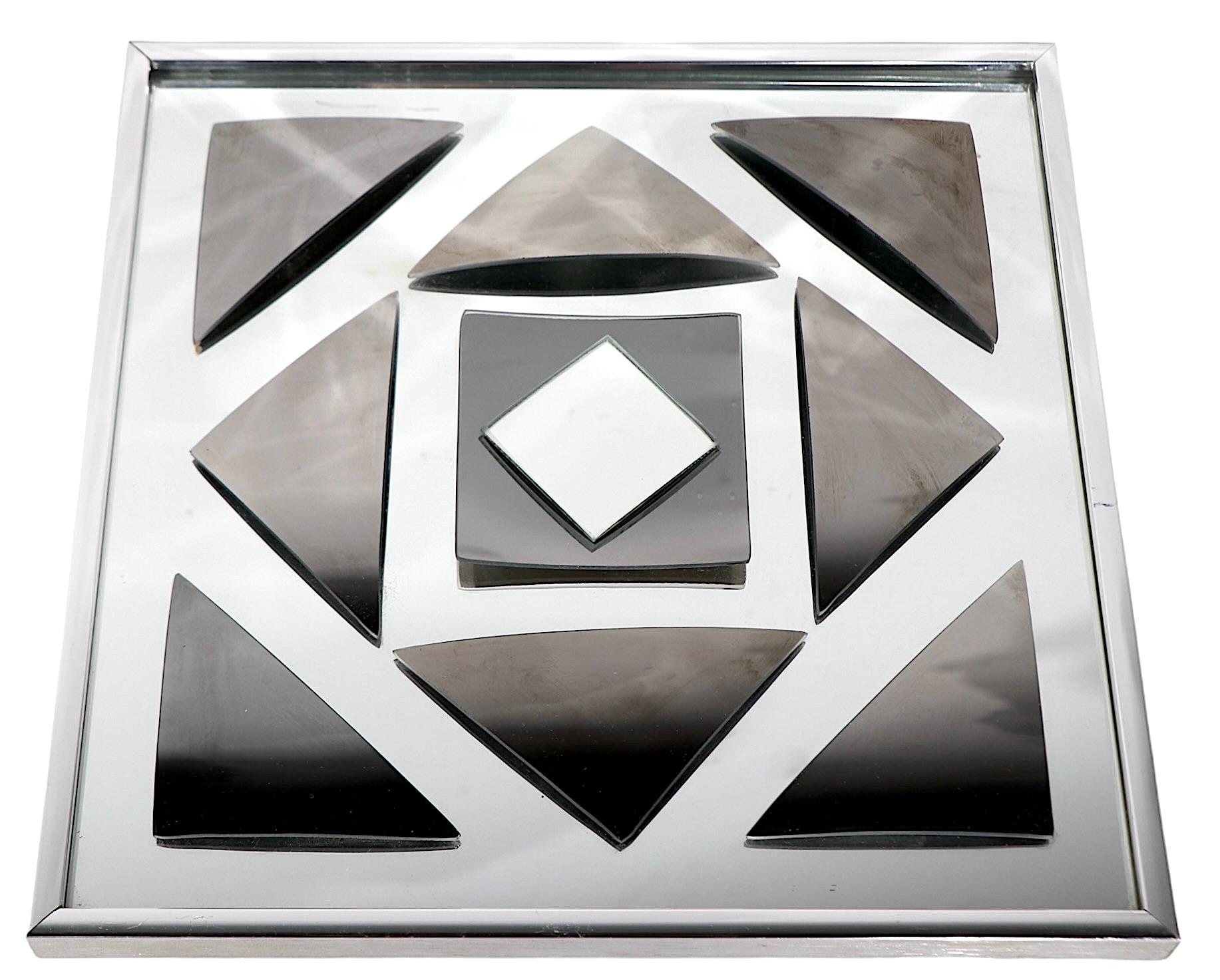 Decorative Op Art Post Modern Wall Mirror by Hal Bienenfeld c 1970's For Sale 1