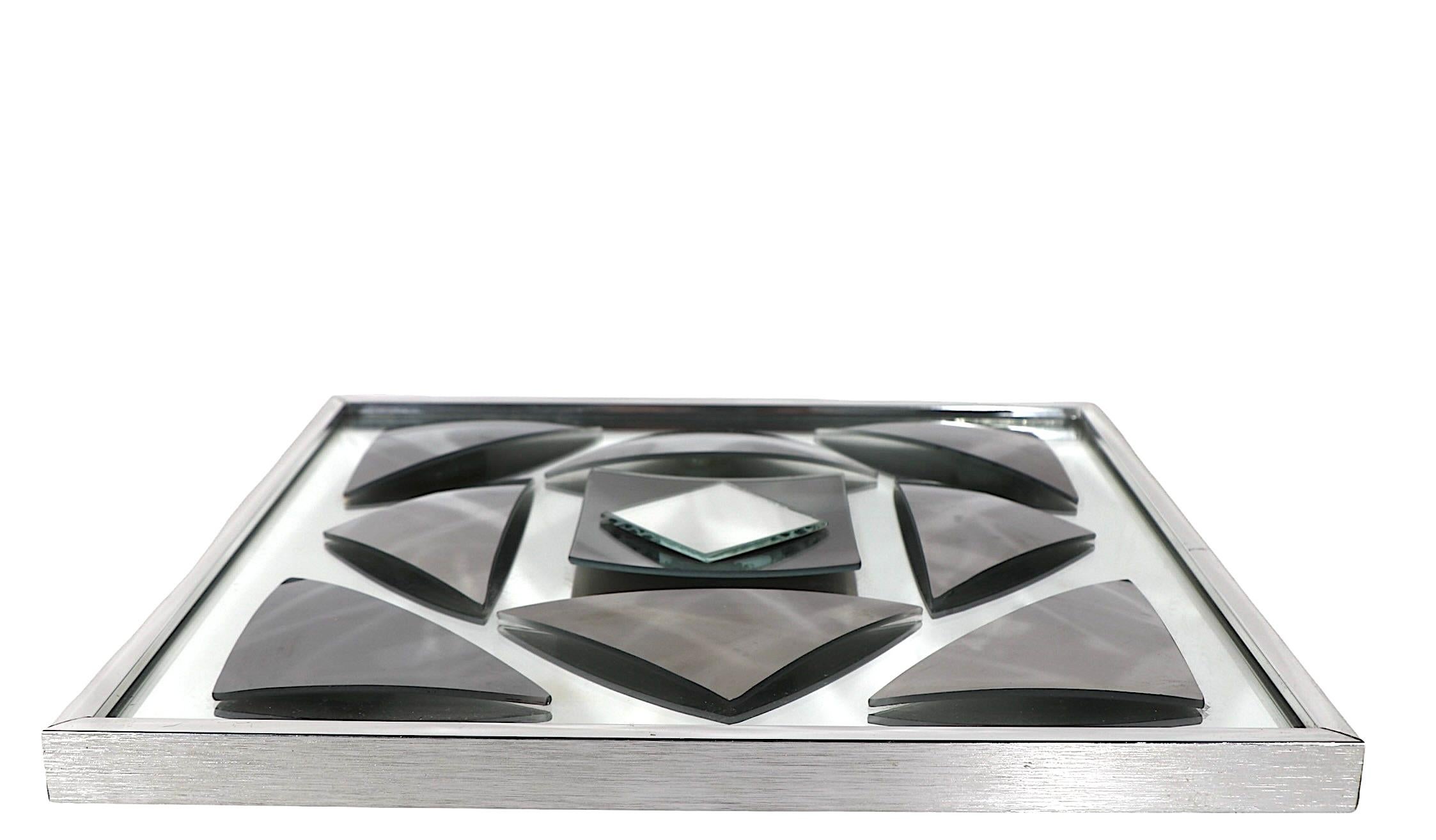 Decorative Op Art Post Modern Wall Mirror by Hal Bienenfeld c 1970's For Sale 3