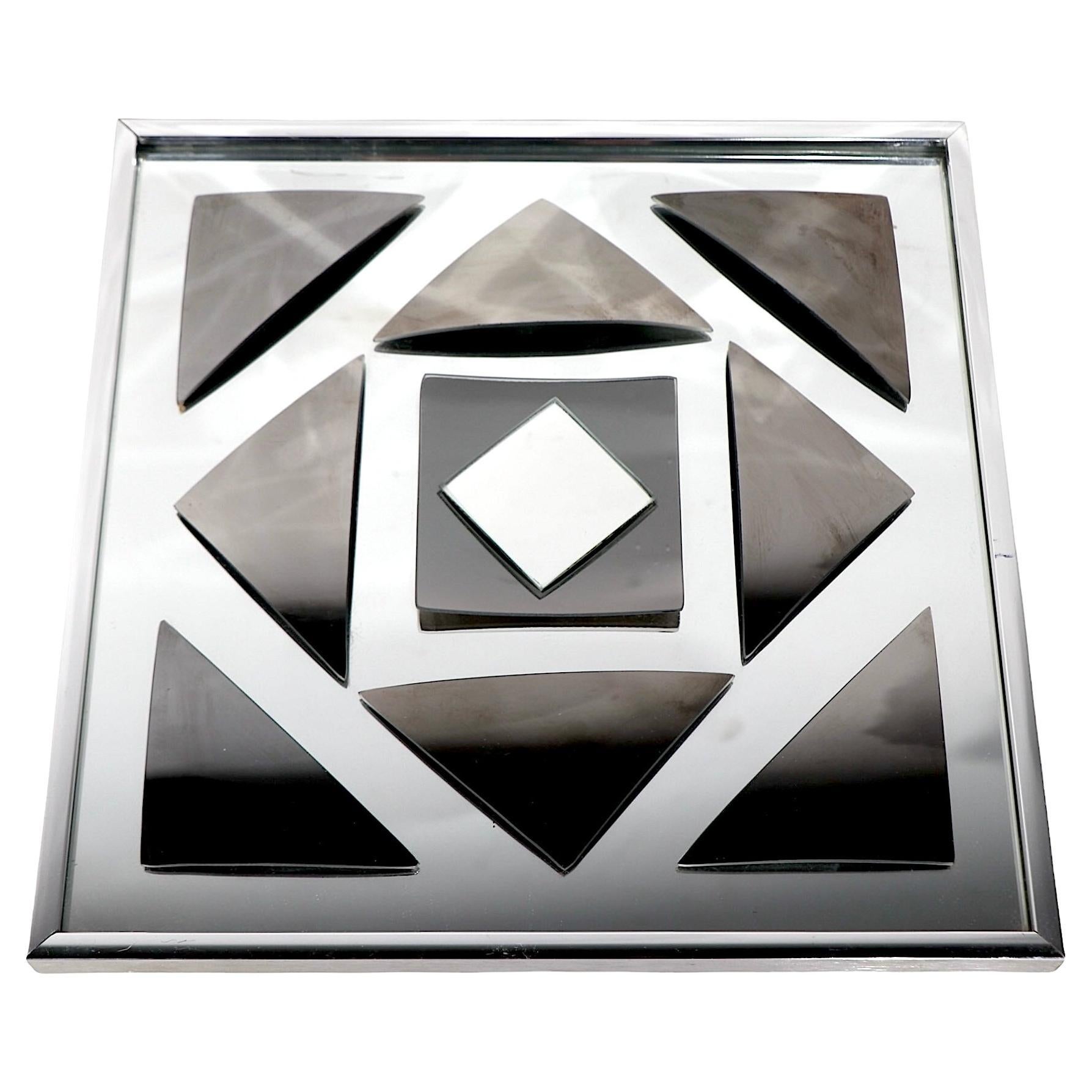 Decorative Op Art Post Modern Wall Mirror by Hal Bienenfeld c 1970's