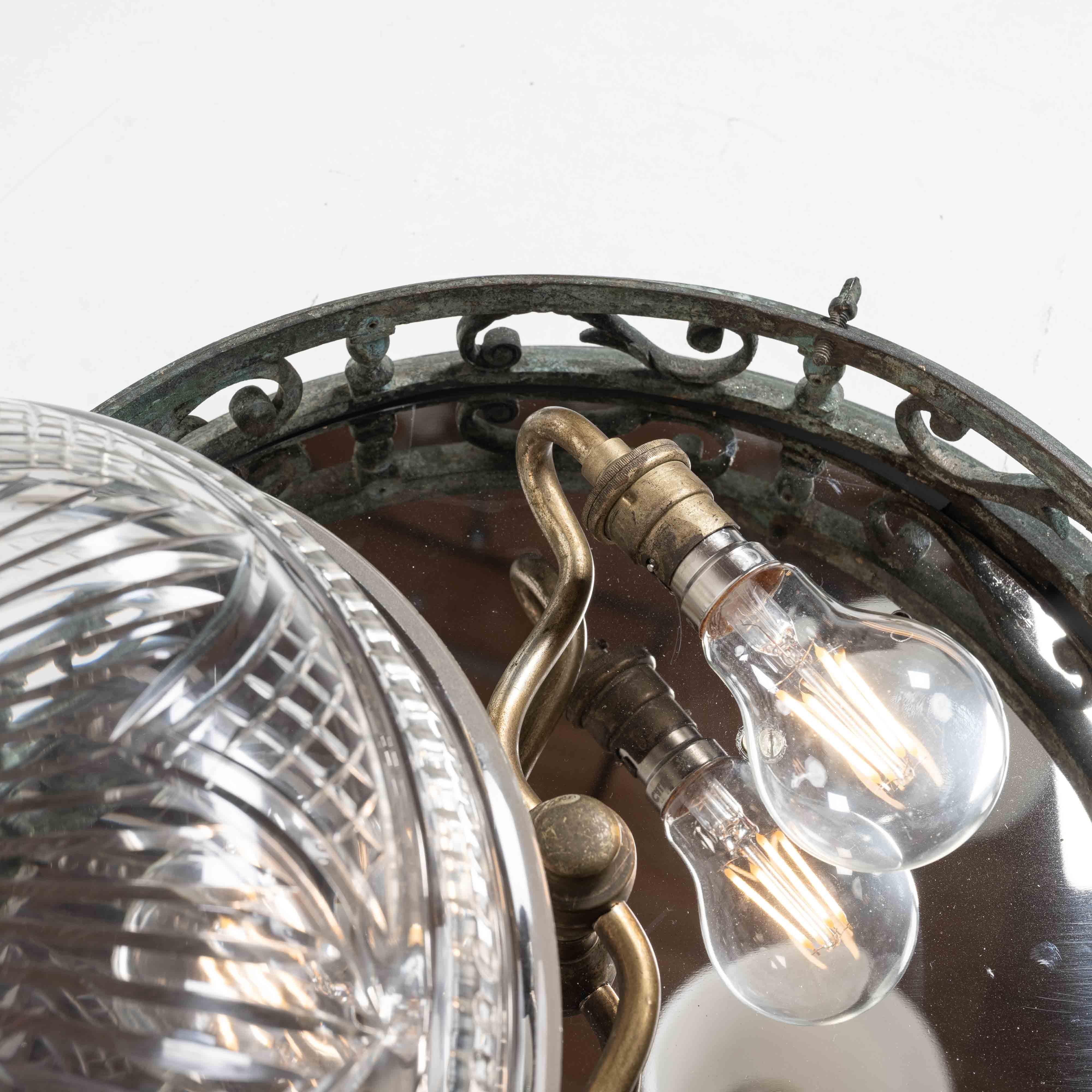 Decorative Open Panel Cast Bronze Flush Ceiling Fitting Exceptional Crystal Bowl For Sale 13