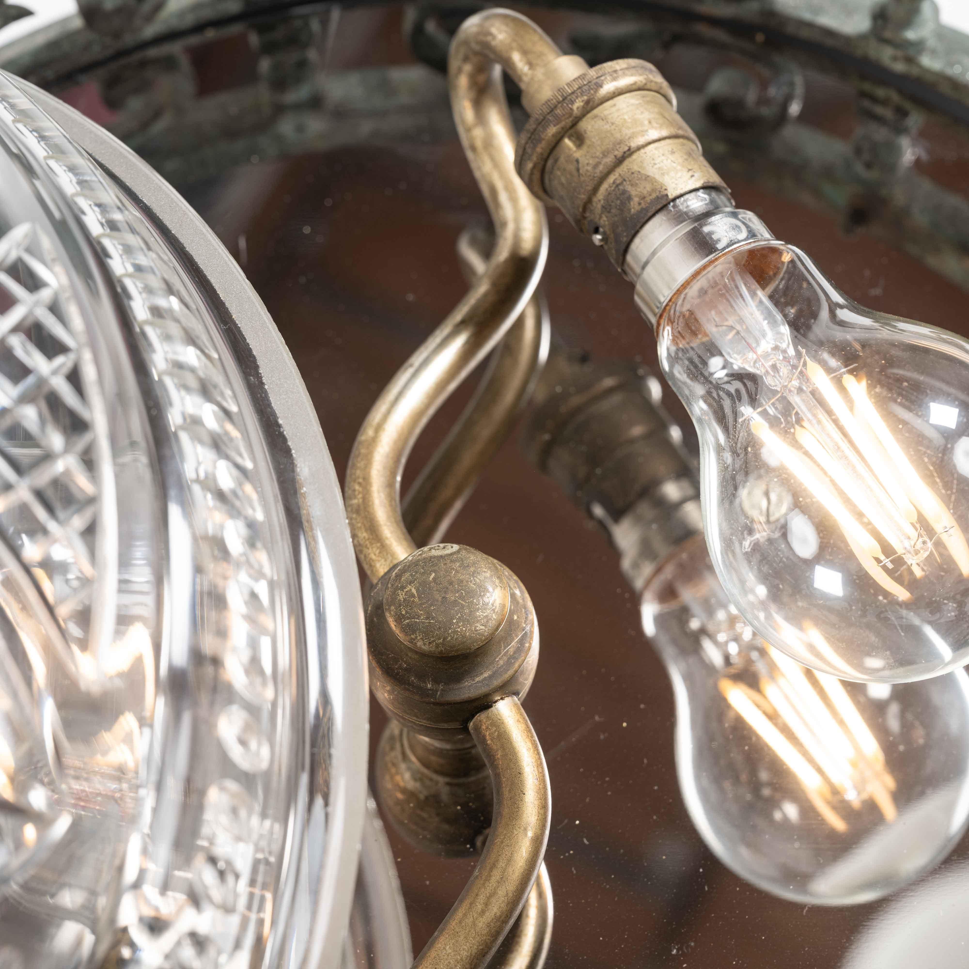 Decorative Open Panel Cast Bronze Flush Ceiling Fitting Exceptional Crystal Bowl For Sale 14