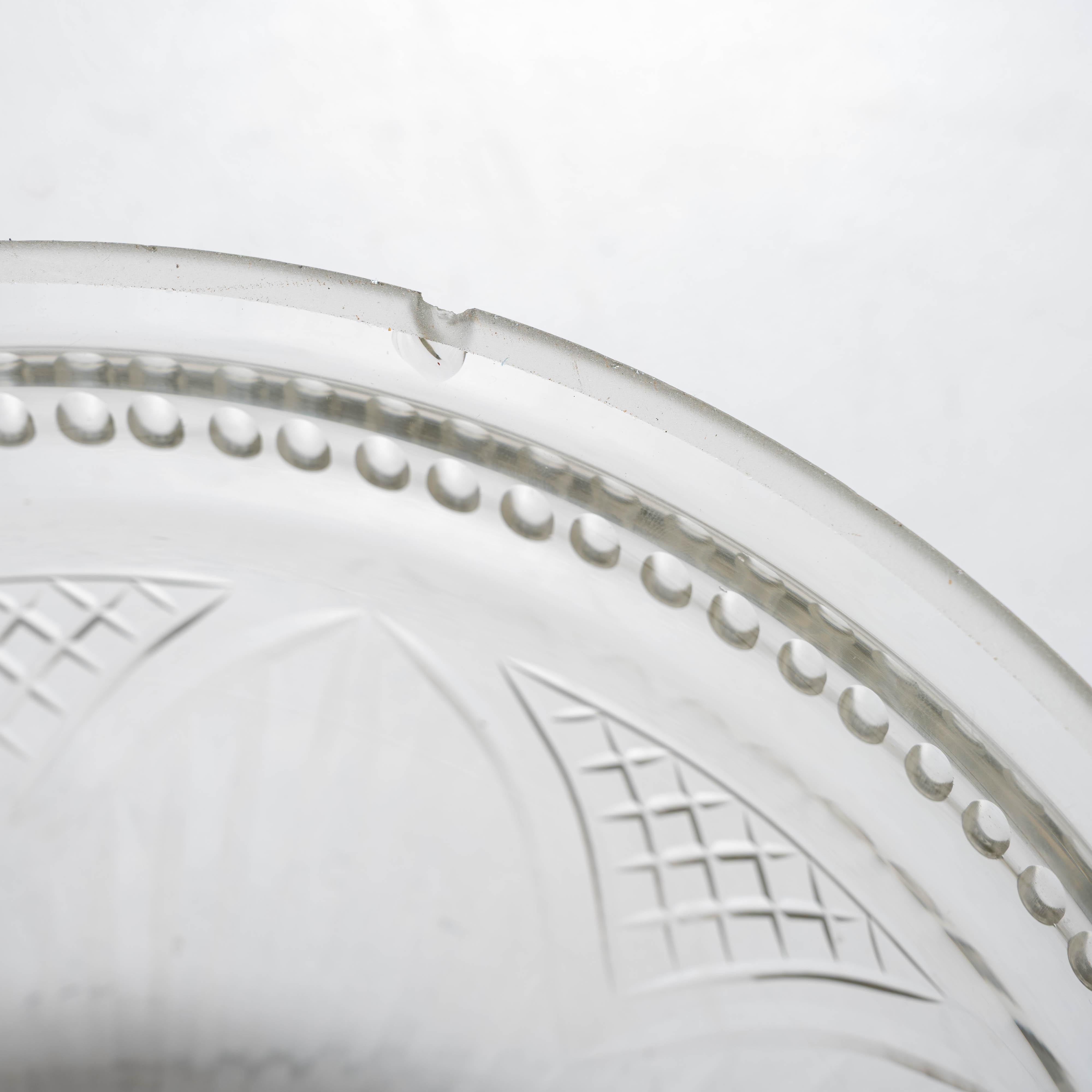 Decorative Open Panel Cast Bronze Flush Ceiling Fitting Exceptional Crystal Bowl For Sale 1