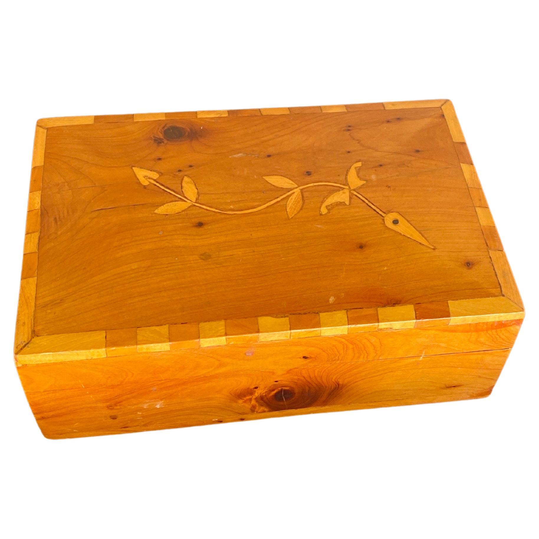 Decorative or Jewelry Box, in Wood, Geometrical Marquetry Inlays, France, 1960