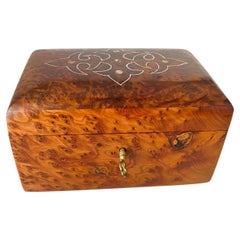 Decorative or Jewelry Burl Wood Box France 1970 Brown Color 