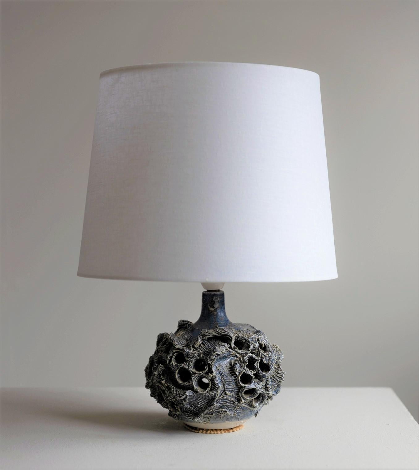 Hand-Crafted Decorative Organic Table Lamp in Stoneware by Danish Bodil Marie Nielsen, 1960s
