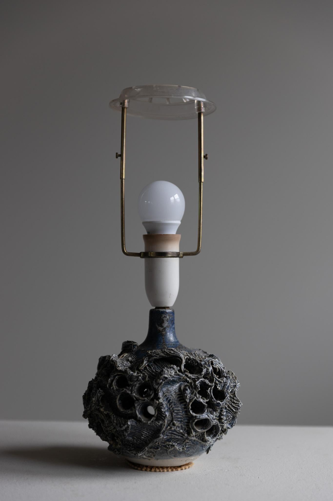 Decorative Organic Table Lamp in Stoneware by Danish Bodil Marie Nielsen, 1960s 1
