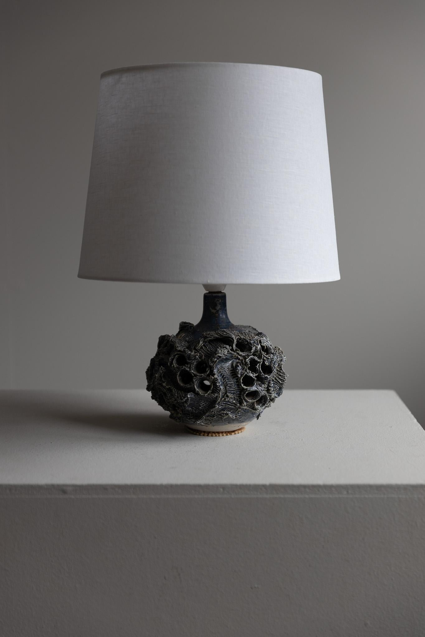 Decorative Organic Table Lamp in Stoneware by Danish Bodil Marie Nielsen, 1960s 2
