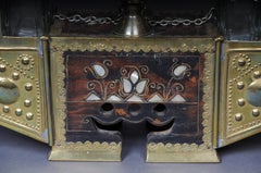 Decorative Oriental Shoe Polish Set Brass with Mother of Pearl, 20th Century