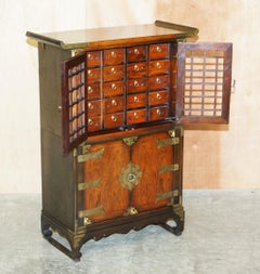 Decorative Oriental Sideboard Cabinet Oversized Metal Fittings & Small Drawers