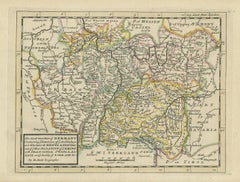 Carte décorative originale et ancienne de l'Allemagne du Sud, vers 1730