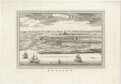 Decorative Original Antique Panoramic View of Atjeh on Sumatra, Indonesia, 1756