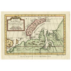 Decorativo Mapa Antiguo Original de Nova Zembla y el Continente Ruso, ca.1760
