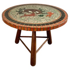 Decorative Otto C Jensen Side Table with Mosaic and Stained Elm, Denmark 1940’s