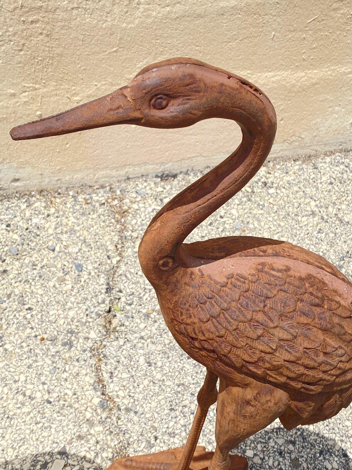 Modern Decorative Outdoor Cast Iron Metal Garden Statue Sculpture Bird Crane, Set of 2 For Sale