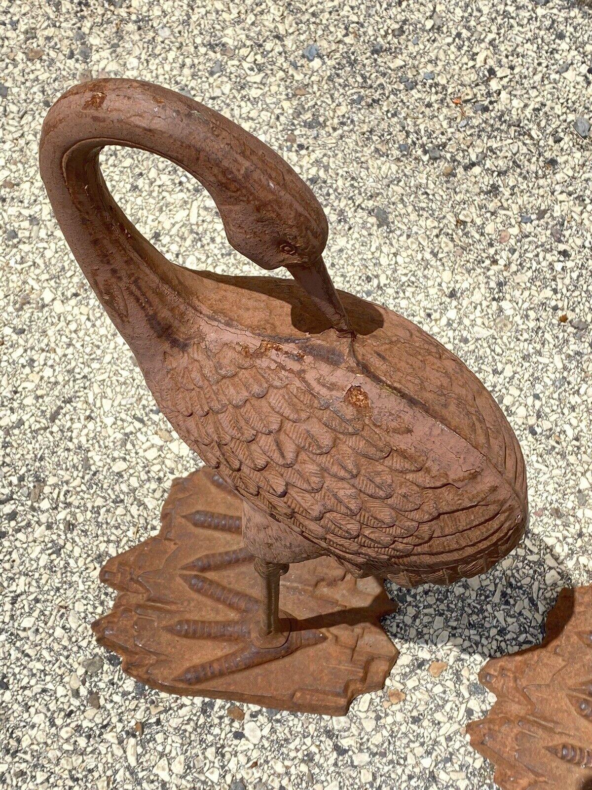 Decorative Outdoor Cast Iron Metal Garden Statue Sculpture Bird Crane, Set of 2 For Sale 1