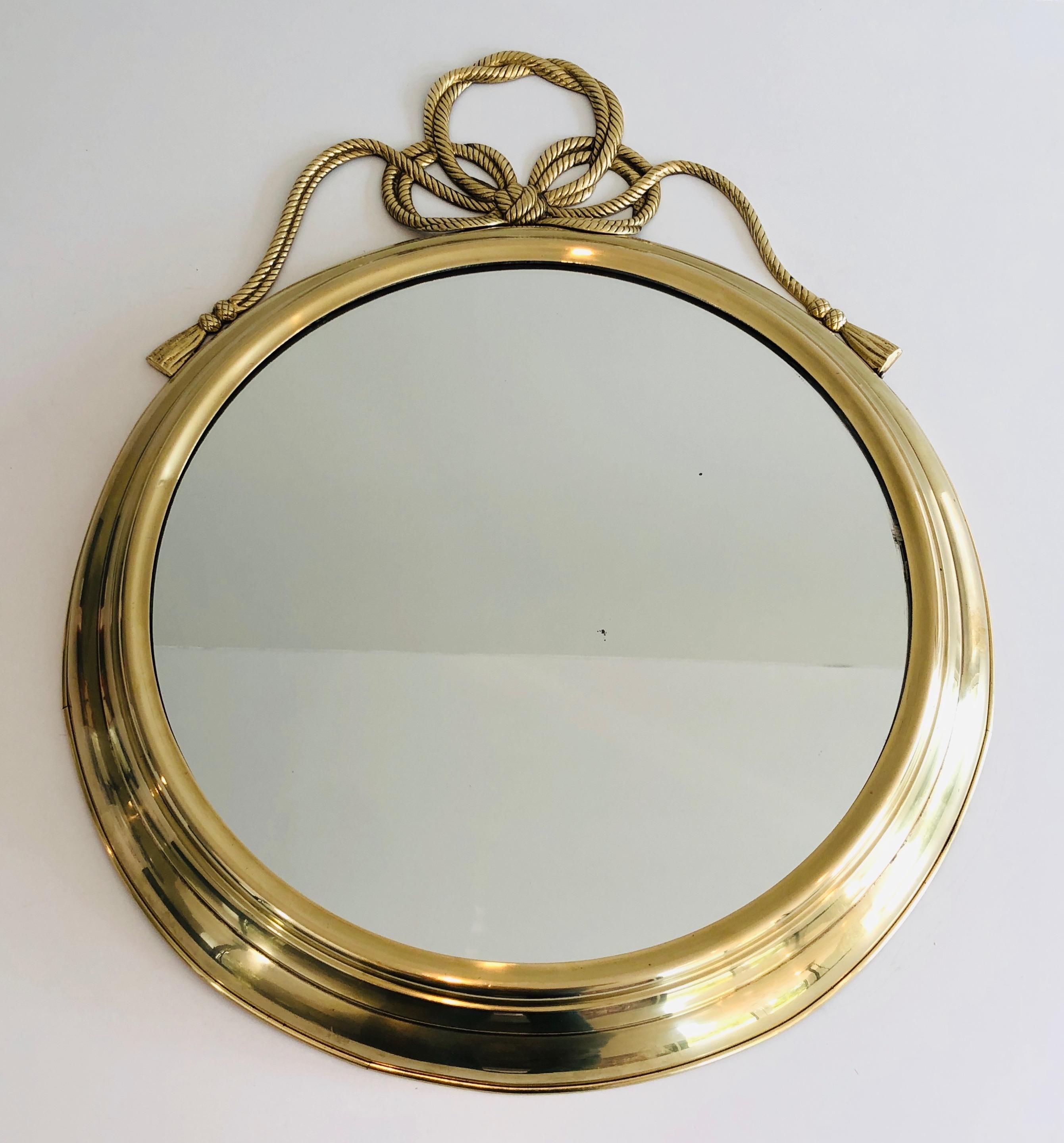 Specchio decorativo ovale in ottone con grandi noduli sulla parte superiore in vendita 12