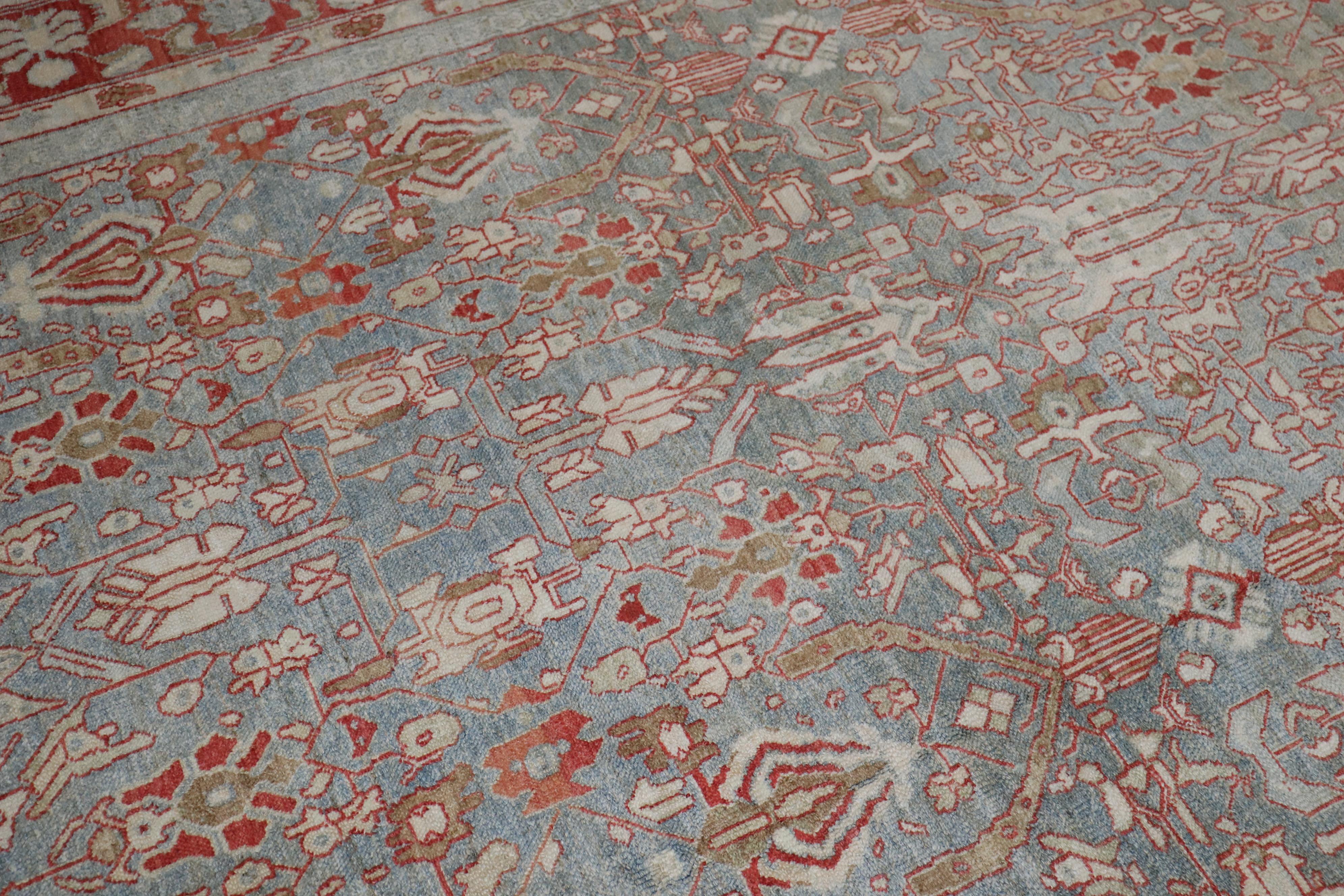 Tappeto decorativo oversize grigio blu persiano Bibikabad, inizio XX secolo in vendita 5