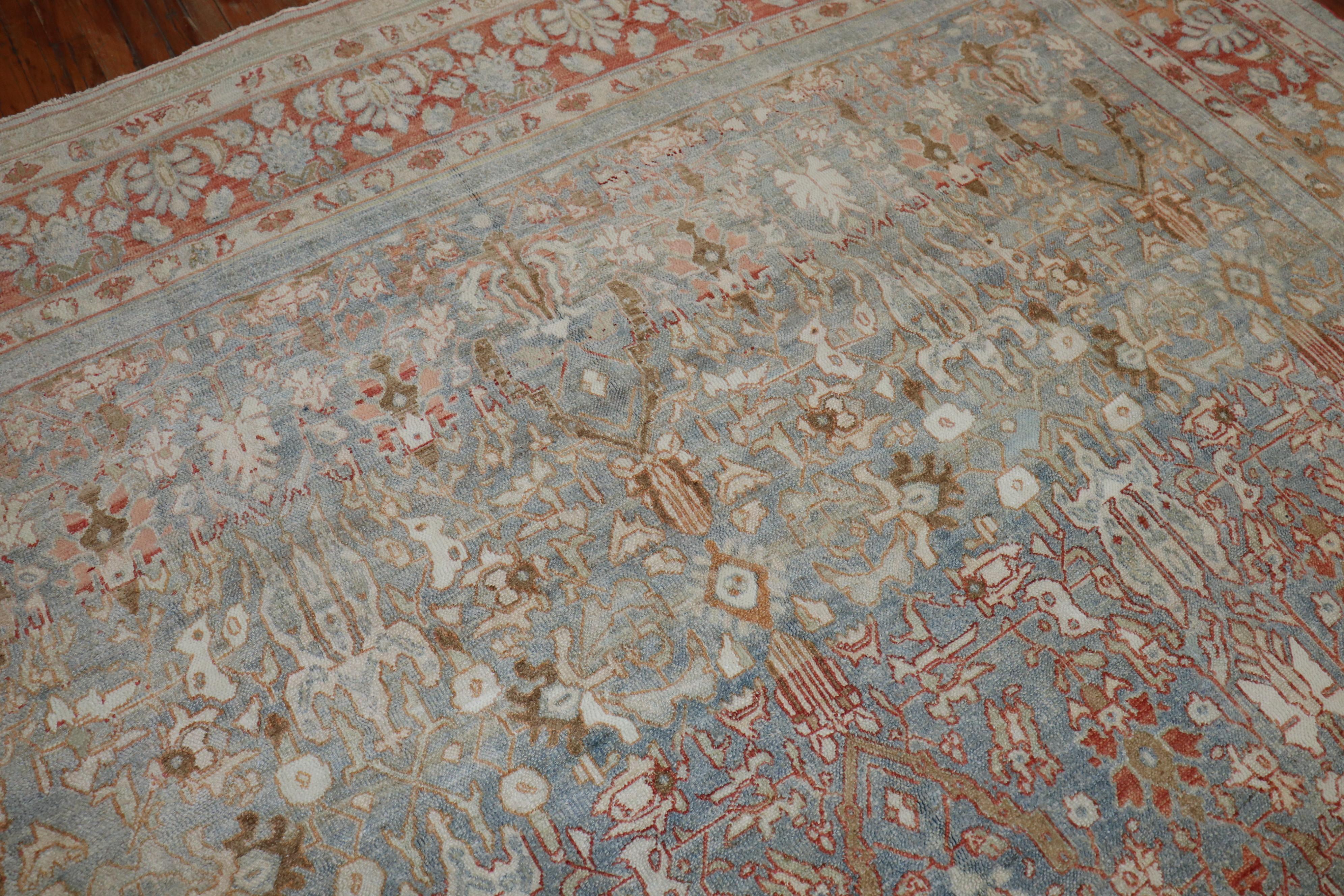 Decorative Oversize Gray Blue Persian Bibikabad Rug, Early 20th Century For Sale 1