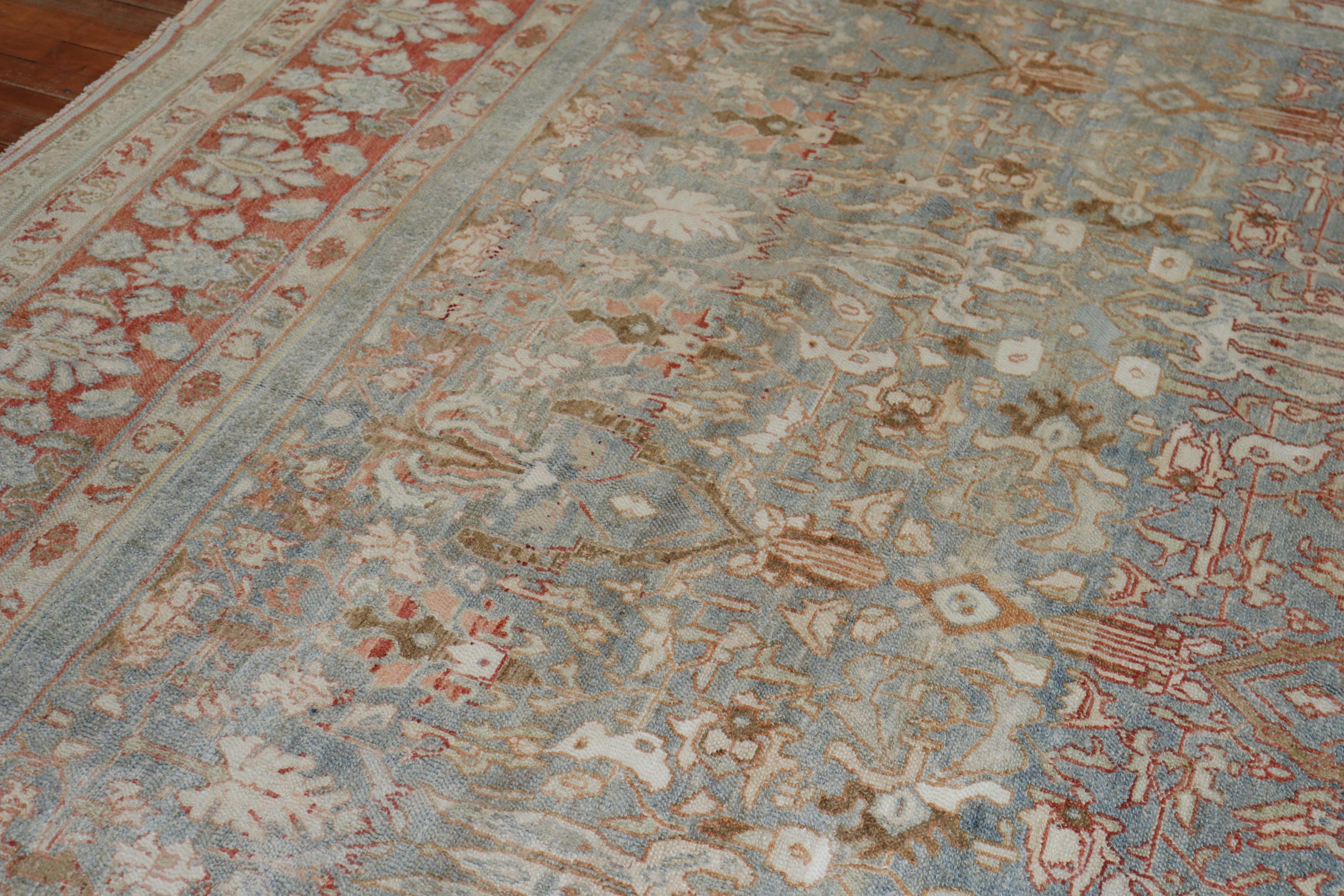 Decorative Oversize Gray Blue Persian Bibikabad Rug, Early 20th Century For Sale 2