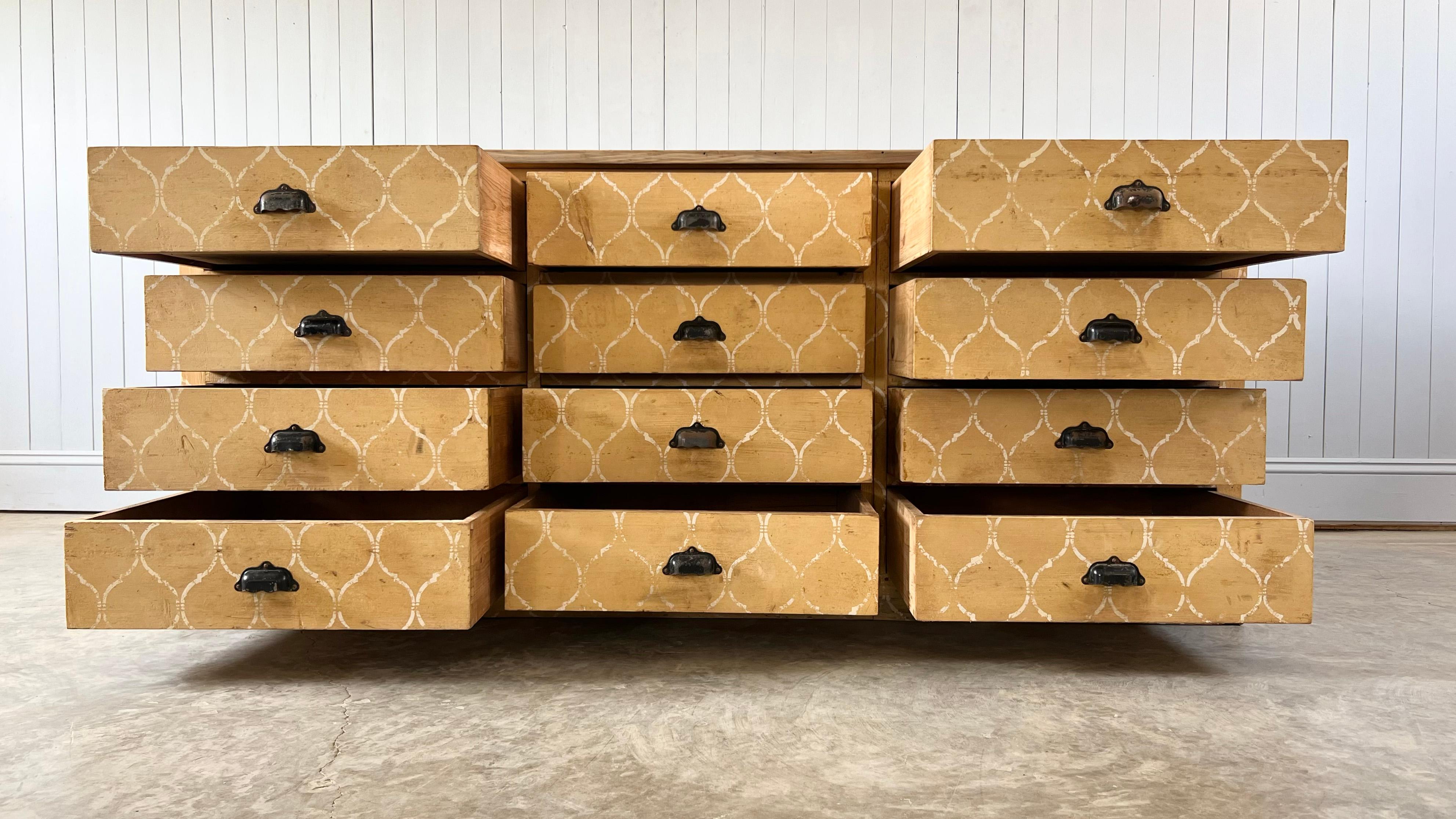 Decorative Painted French Bank of Drawers For Sale 5