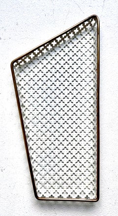 Decorative Painted Small Perforated Vide-Poche w/ Brass Rim, M. Matégot, 1950s