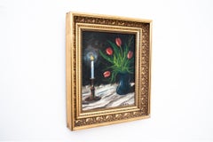 Decorative painting "Flowers in a vase" signed B. Billz, Scandinavia