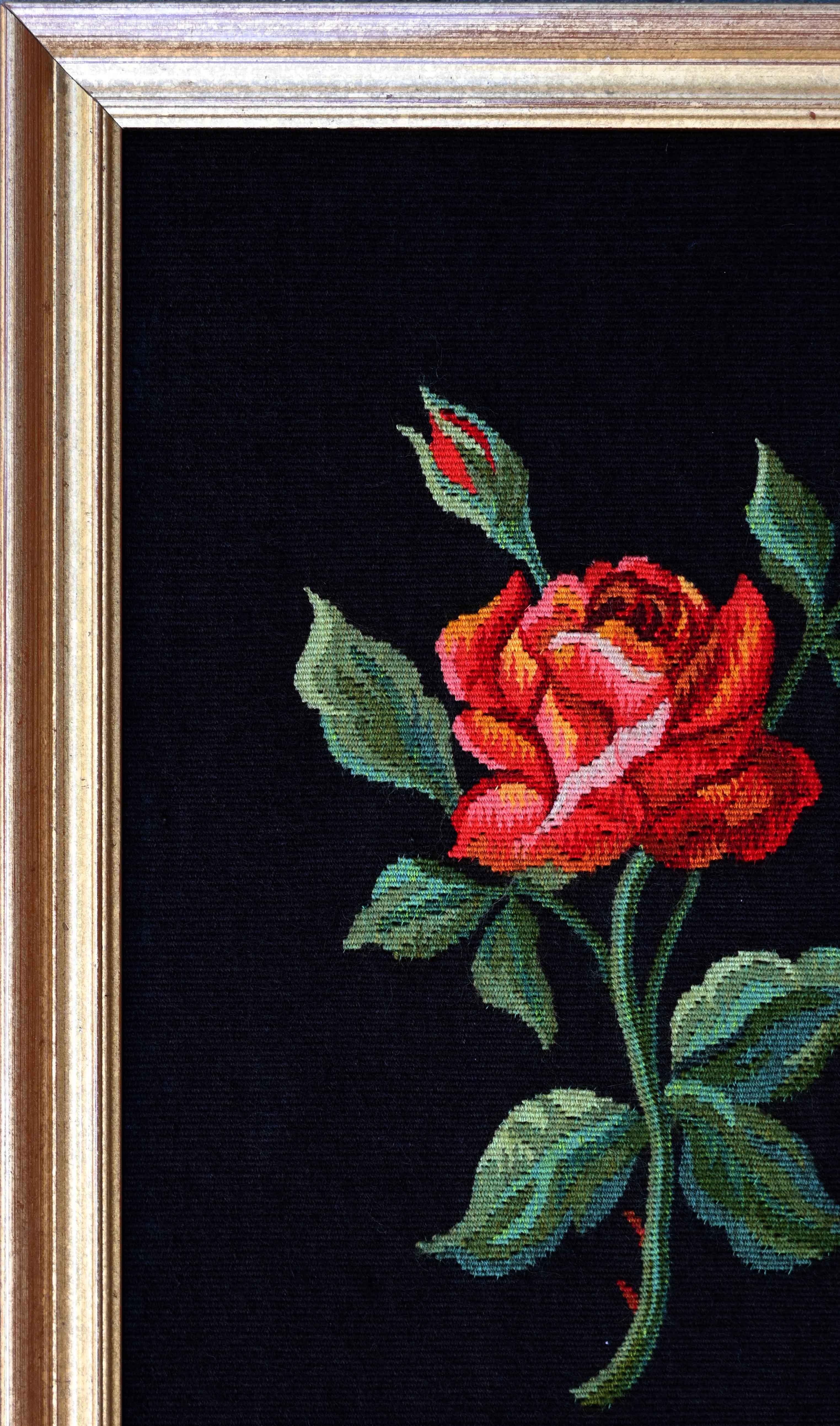 Francese Decorative Painting in Antique Aubusson Tapestry (Signed) - 30x41 cm - No. 1564 in vendita